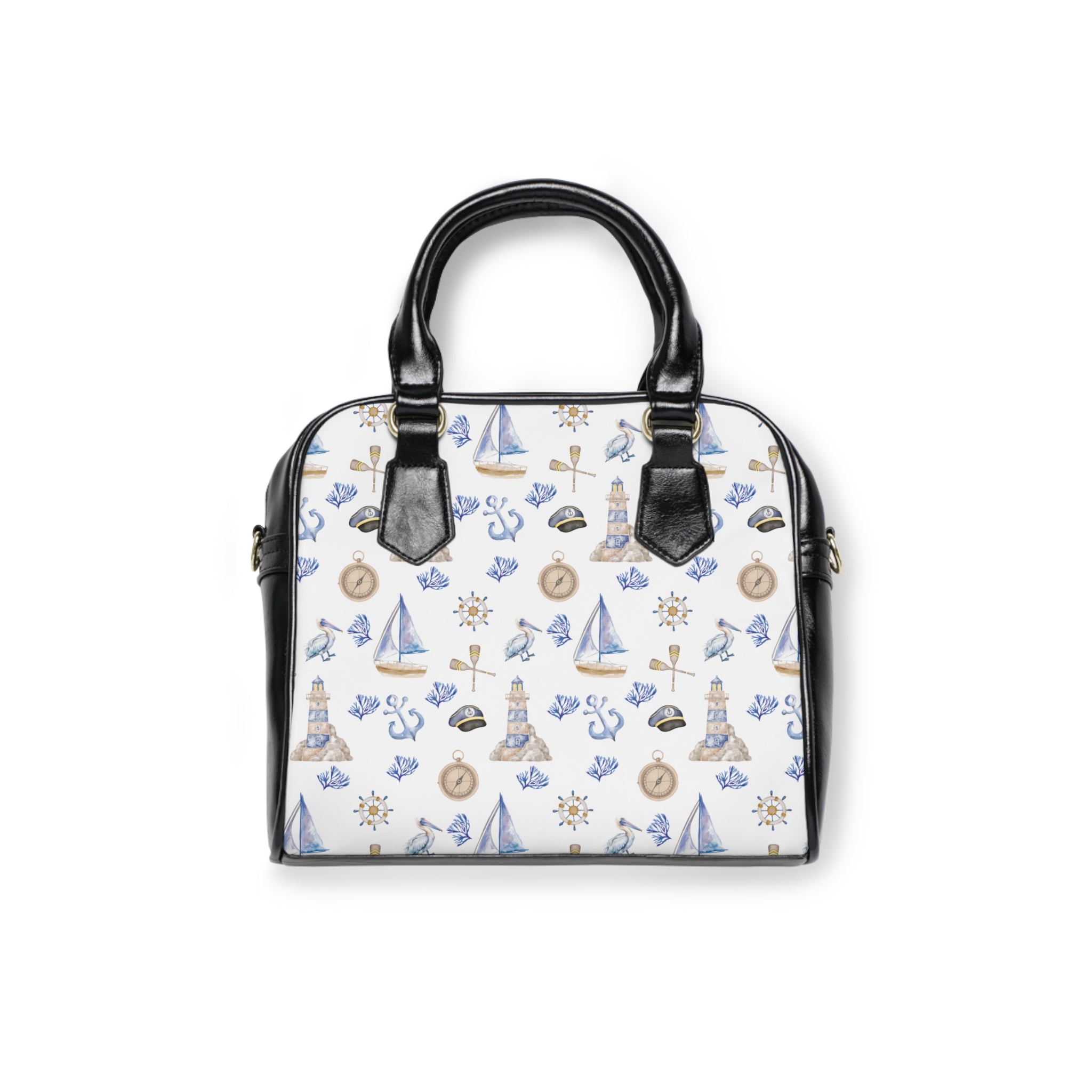 Sail Away- Shoulder Handbag, sailboat and light house pattern