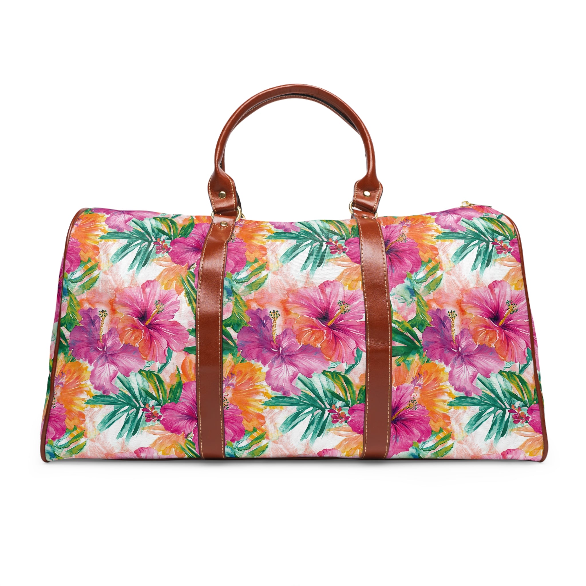 Pink tropical floral- Floral Waterproof Travel Bag, Perfect for Weekend Getaways, Gym, and Beach Trips, Stylish Luggage for Adventurers