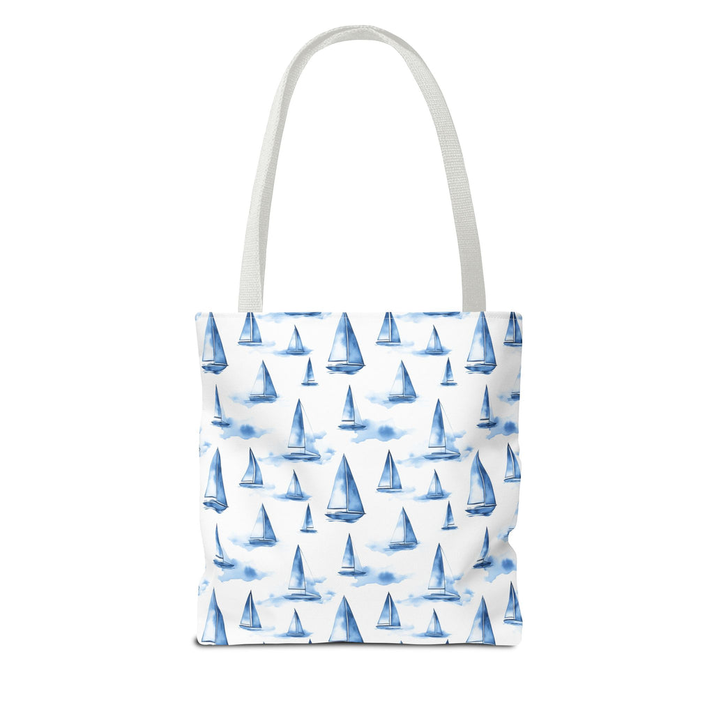 Blue Sail Boat - Nautical Tote Bag, Sailboat Shopping Bag, Beach Tote, Gift for Sailors, Vacation Accessory, Summer Bag