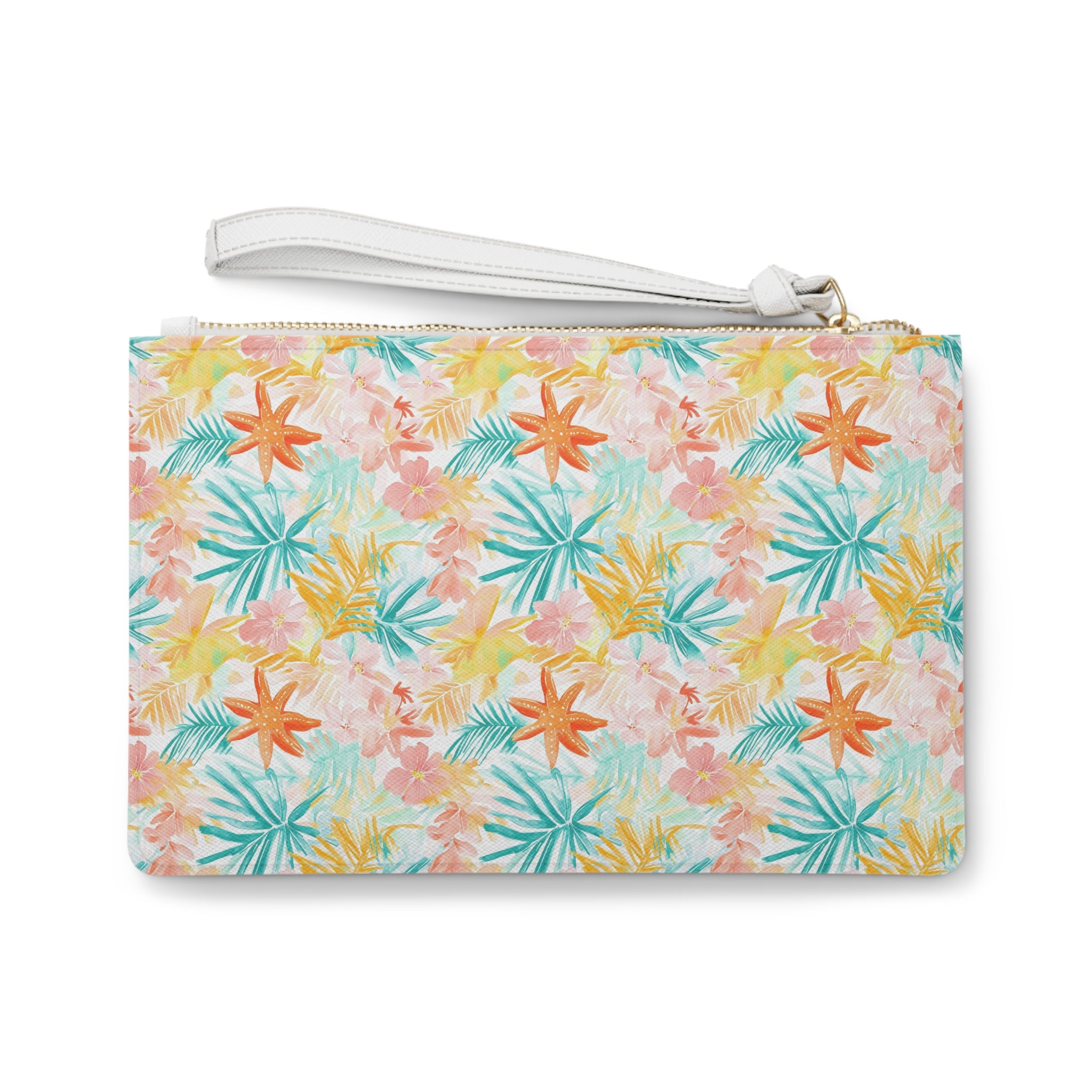 Tropical Starfish Vegan Leather Clutch Bag | Summer Accessory, Vacation Purse, Beach Essentials, Gift for Her, Travel Makeup Bag