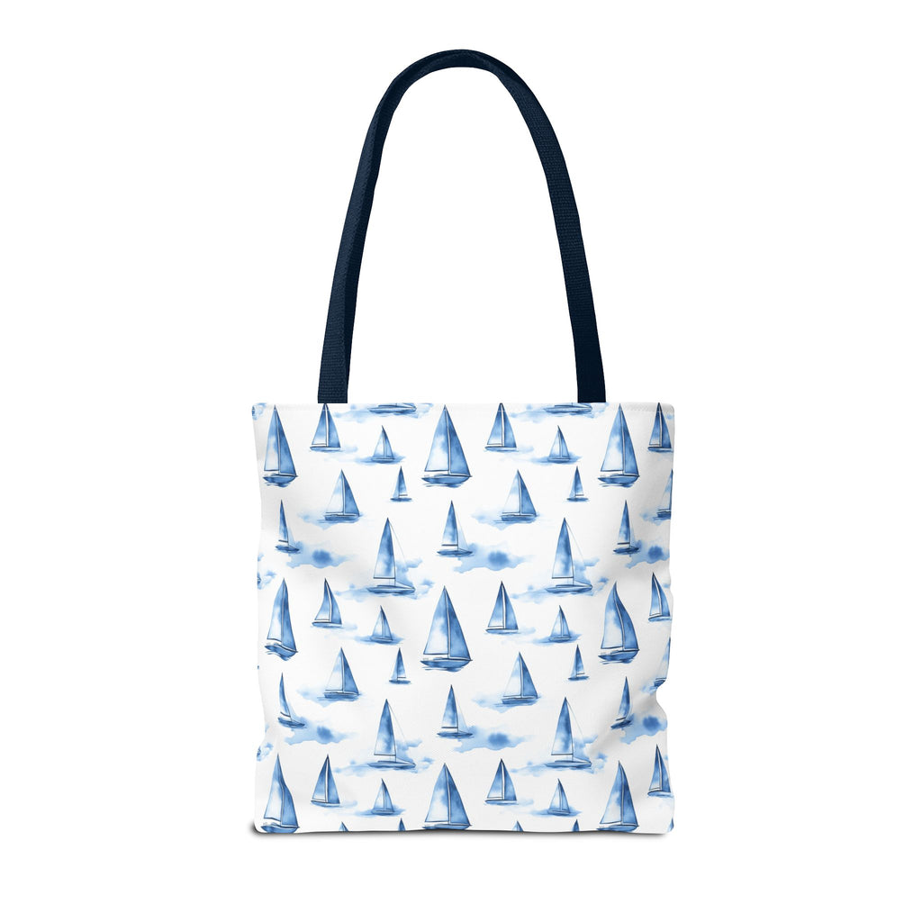 Blue Sail Boat - Nautical Tote Bag, Sailboat Shopping Bag, Beach Tote, Gift for Sailors, Vacation Accessory, Summer Bag