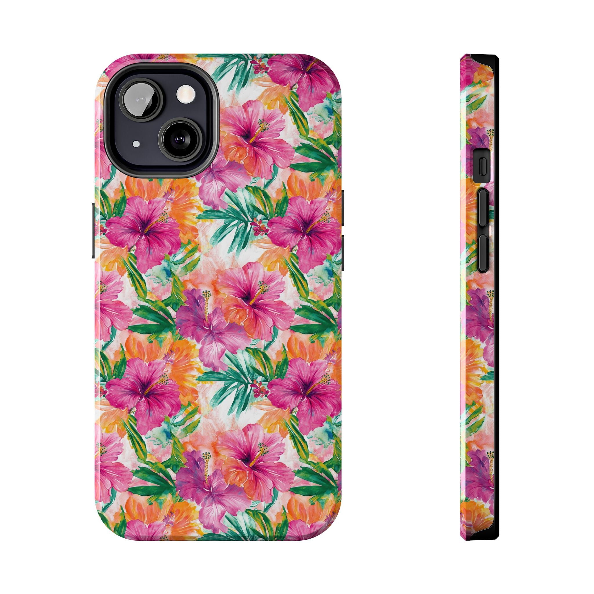 Pink Tropical Floral Phone Case, Tough Waterproof Cover, Summer Vibe Gift, Durable Tech Accessory, Floral Pattern for iPhone, Chic, Stylish