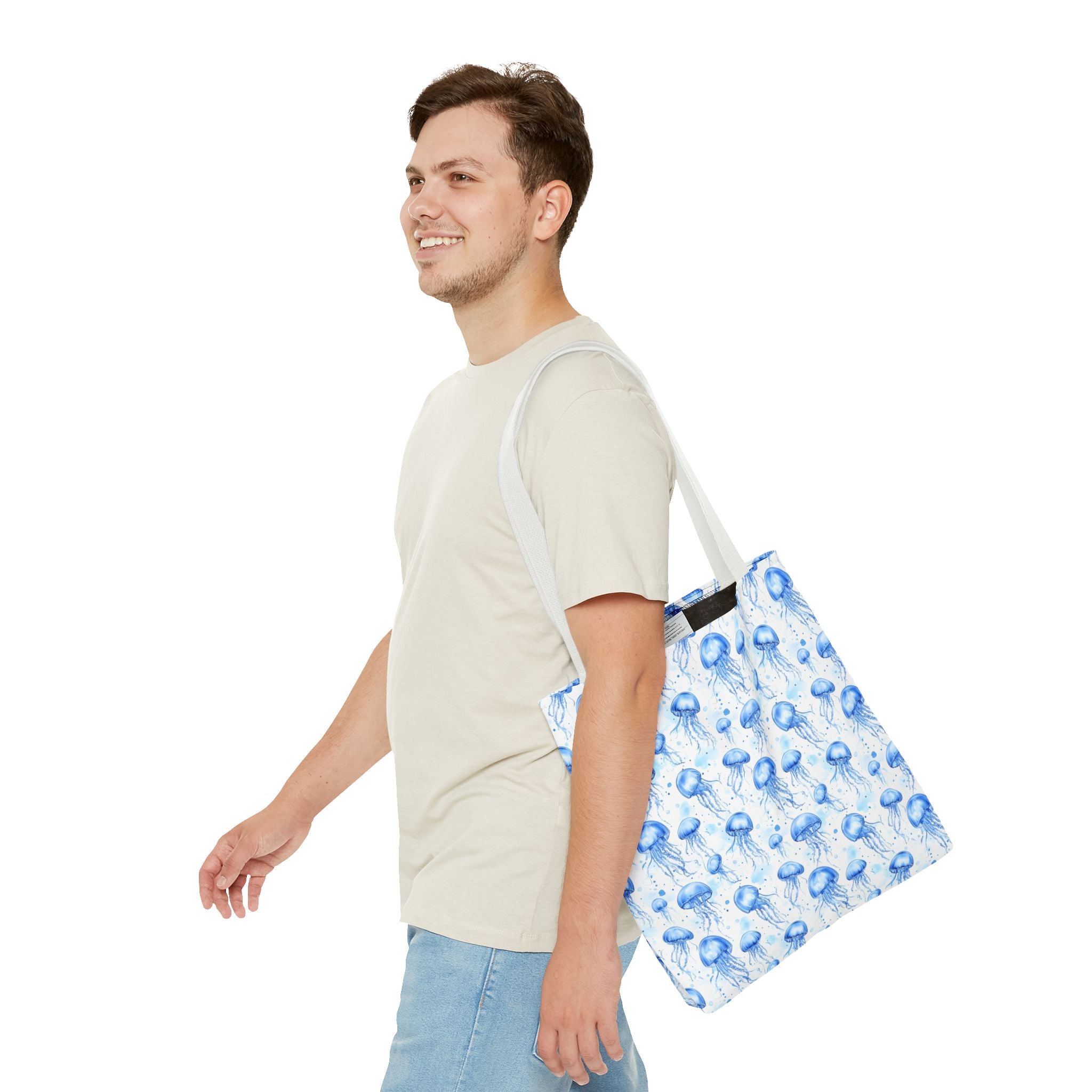 Blue Jellyfish Tote Bag - Ocean-Inspired Carryall, Beach Bag, Eco-Friendly Shopping Tote, Perfect Gift for Sea Lovers