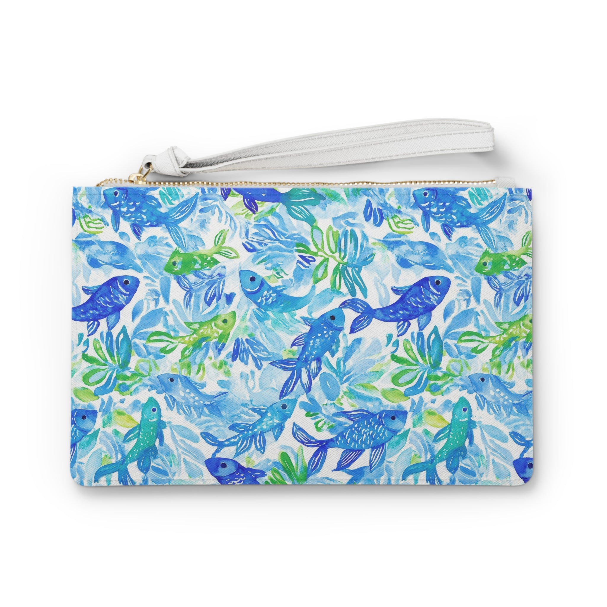 Vibrant Fish Vegan Leather Clutch Bag - Ocean-Inspired Clutch Bag, Beach Accessory, Summer Essential, Travel Pouch, Gift for Her, Marine Life Design, Tropical Style