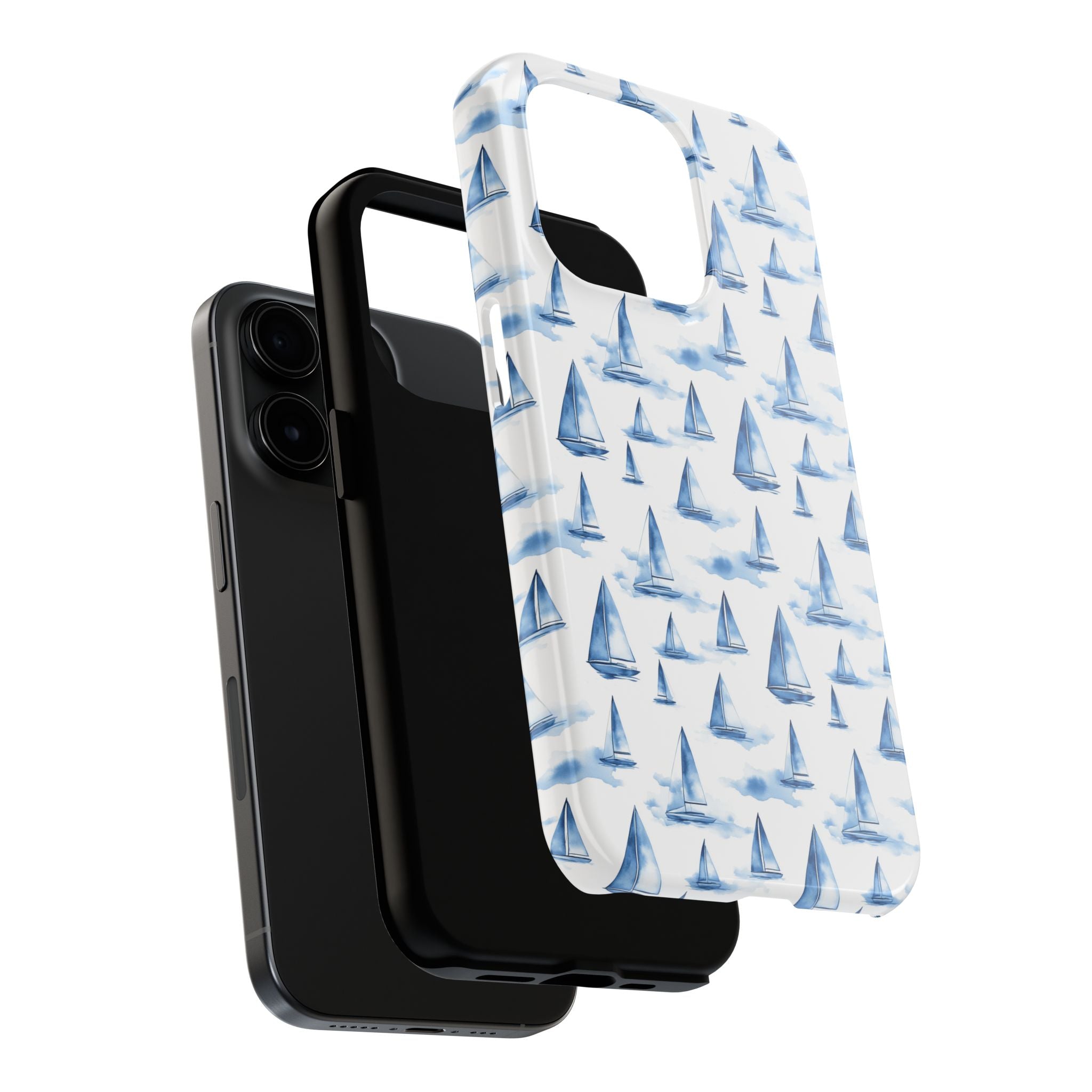 Blue Sailboat Phone Case - Nautical Tough Cover, Summer Gift, Ocean Lover Accessory, Unique Phone Protection, Beach Vibes