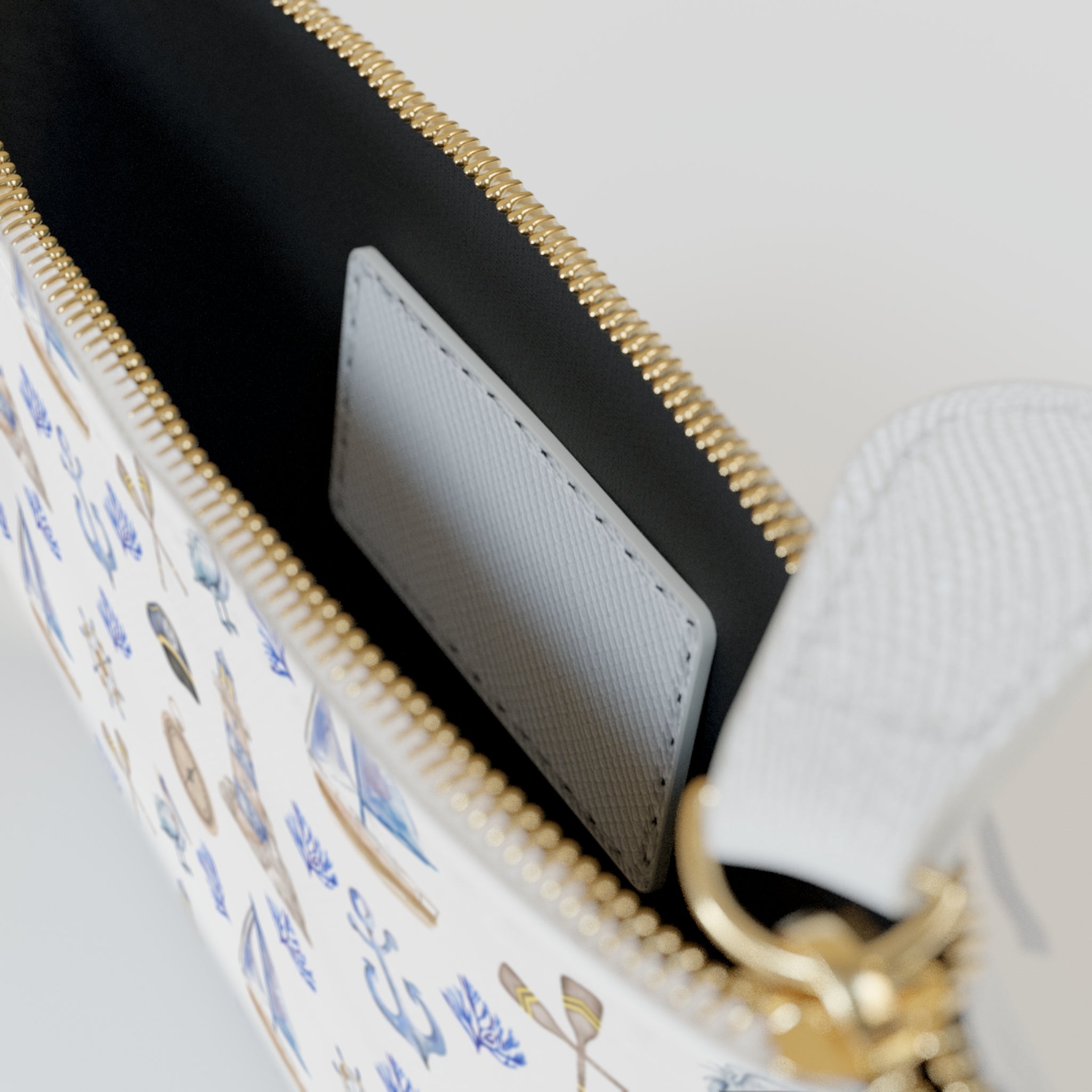 Sail Away Mini Vegan Leather Clutch Bag, Beach Accessory, Travel Wallet, Sailor's Coin Purse, Chic Gift for Her, Summer Essentials