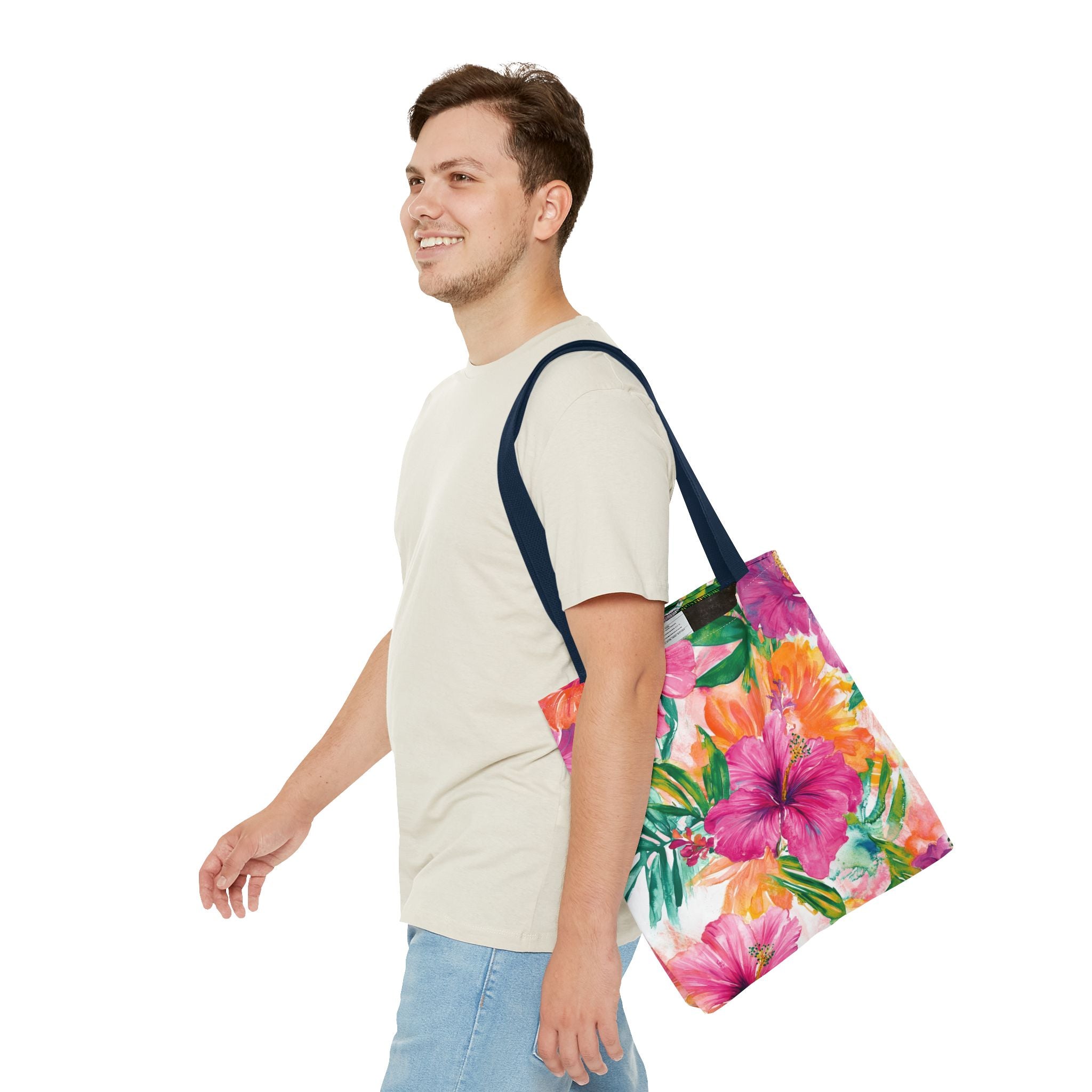 Pink Torpical Floral Tote Bag | Perfect for Beach Days, Shopping, or Gifts | Eco-Friendly, Lightweight, Summer Vibes, Travel Essential