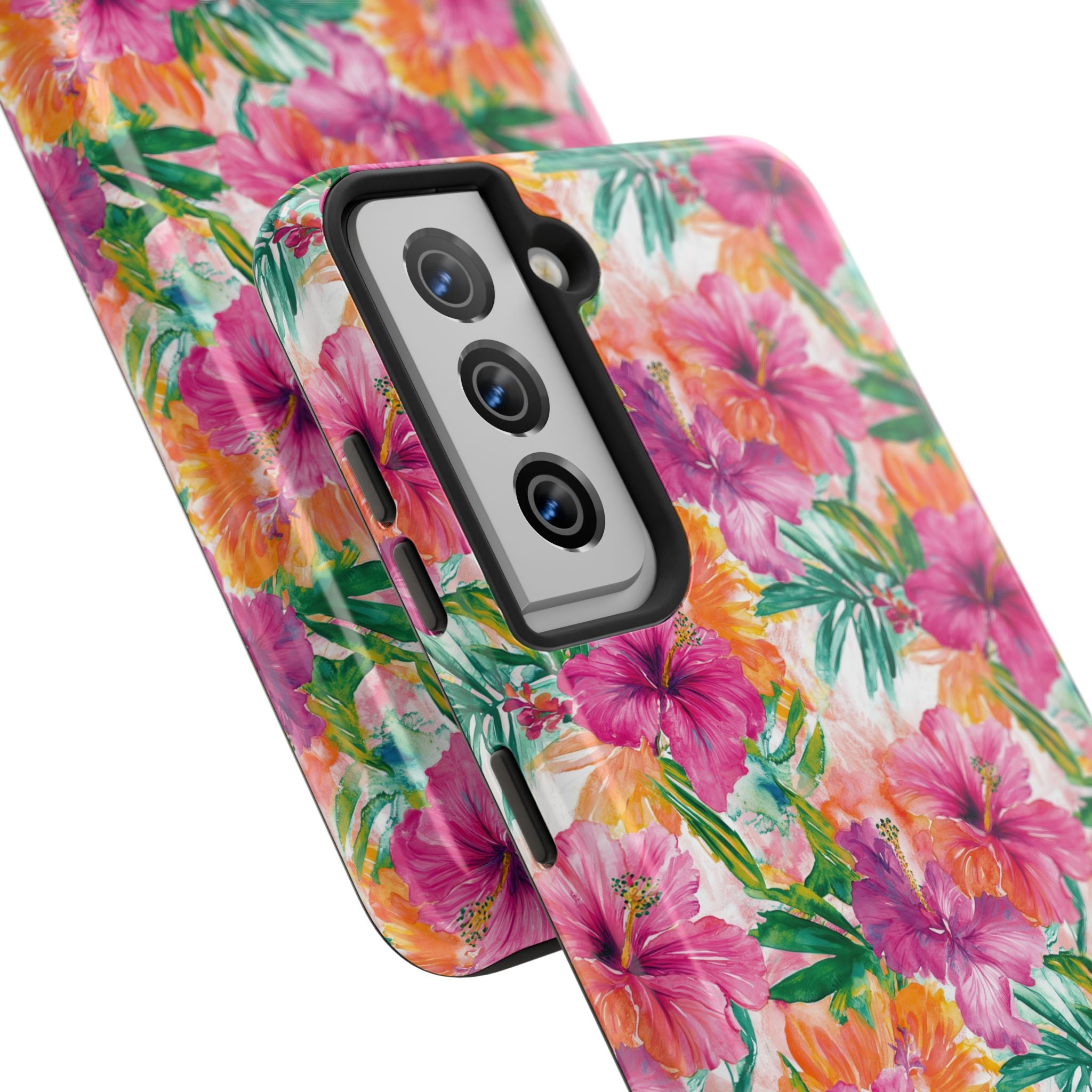 Pink Tropical Floral Phone Case, Tough Waterproof Cover, Summer Vibe Gift, Durable Tech Accessory, Floral Pattern for iPhone, Chic, Stylish