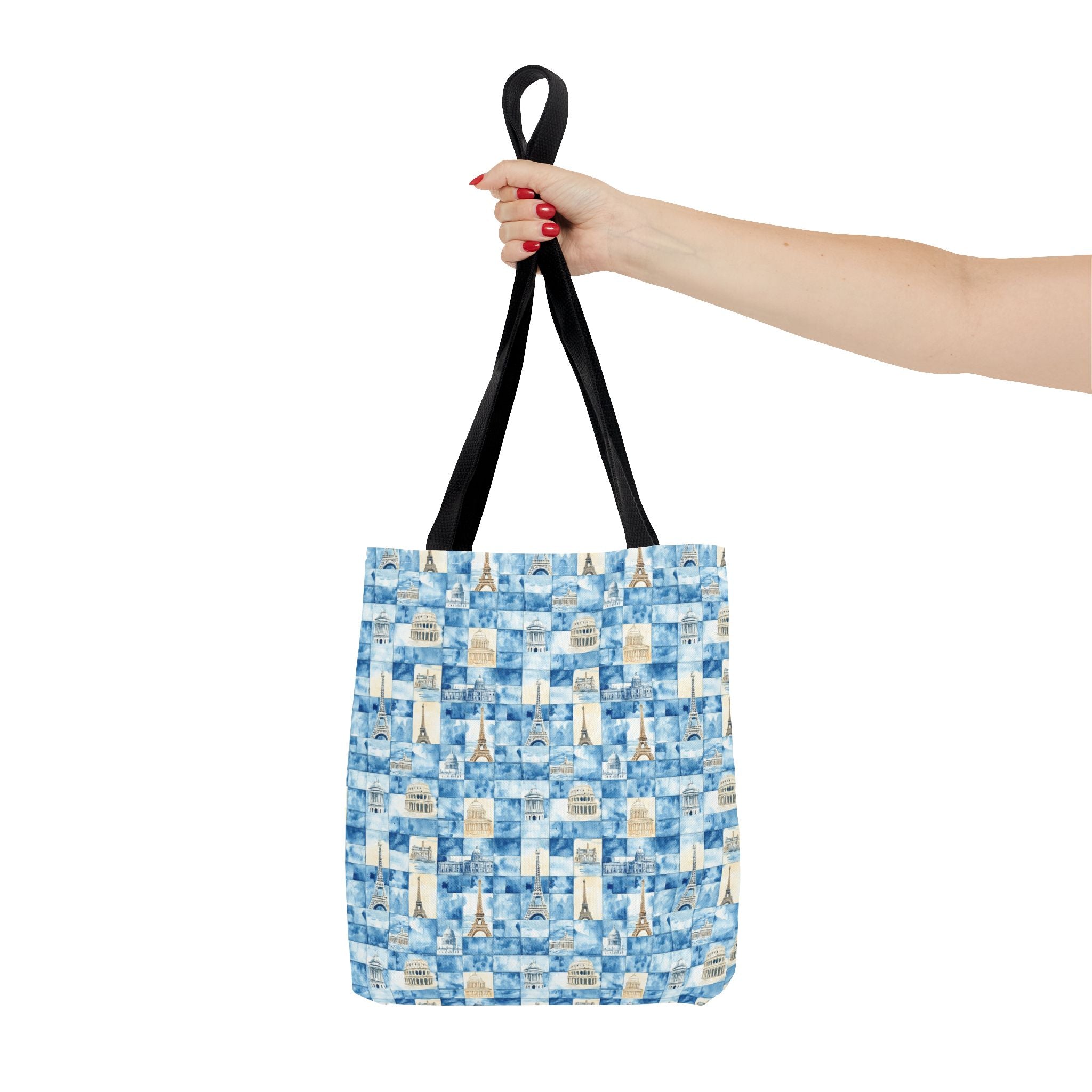 Europe- Chic Tote Bag with Blue Pattern, Stylish Shopping Tote, Beach Bag, Eco-Friendly Tote, Perfect Gift for Her