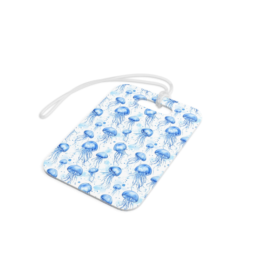 Blue Jellyfish Luggage Tag, Travel Accessories, Luggage, Vacation must have, Beach Vacation Supplies, Luggage Tag, Square or Round