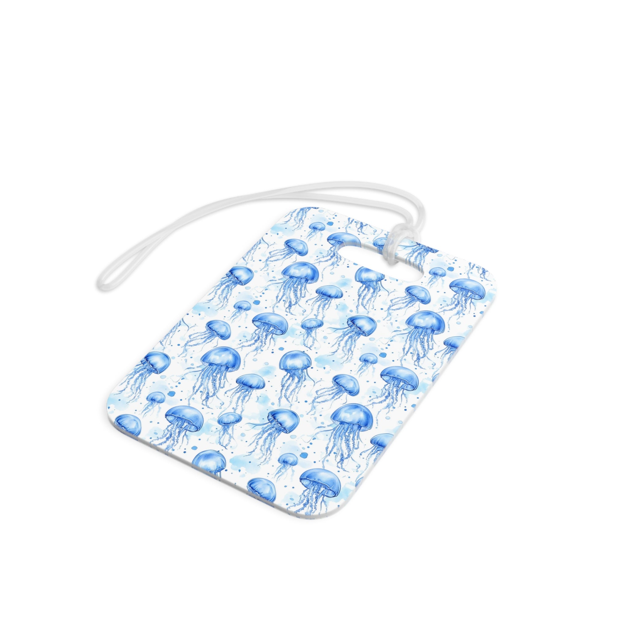 Blue Jellyfish Luggage Tag, Travel Accessories, Luggage, Vacation must have, Beach Vacation Supplies, Luggage Tag, Square or Round