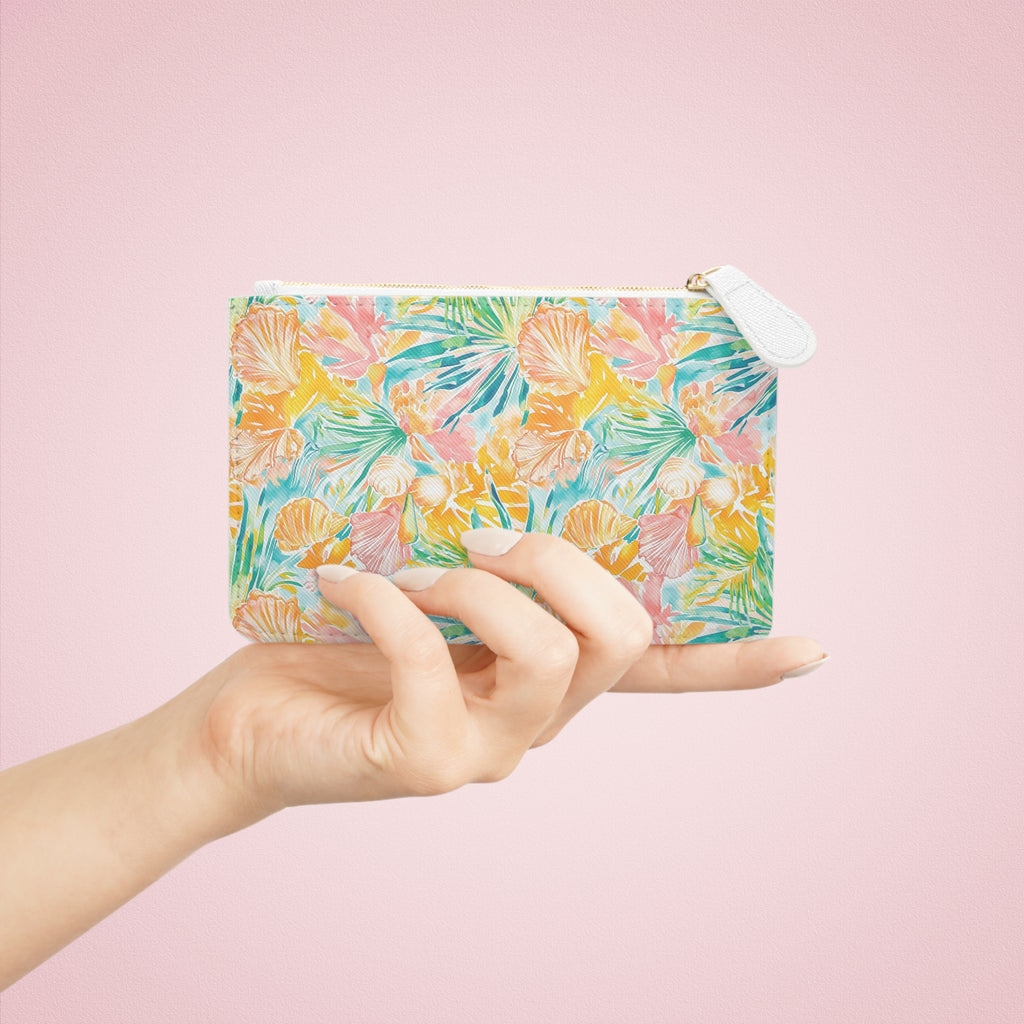 Neon Tropics Mini Vegan Leather Clutch Bag, Tropical floral clutch, Beach Style, Gifts for her