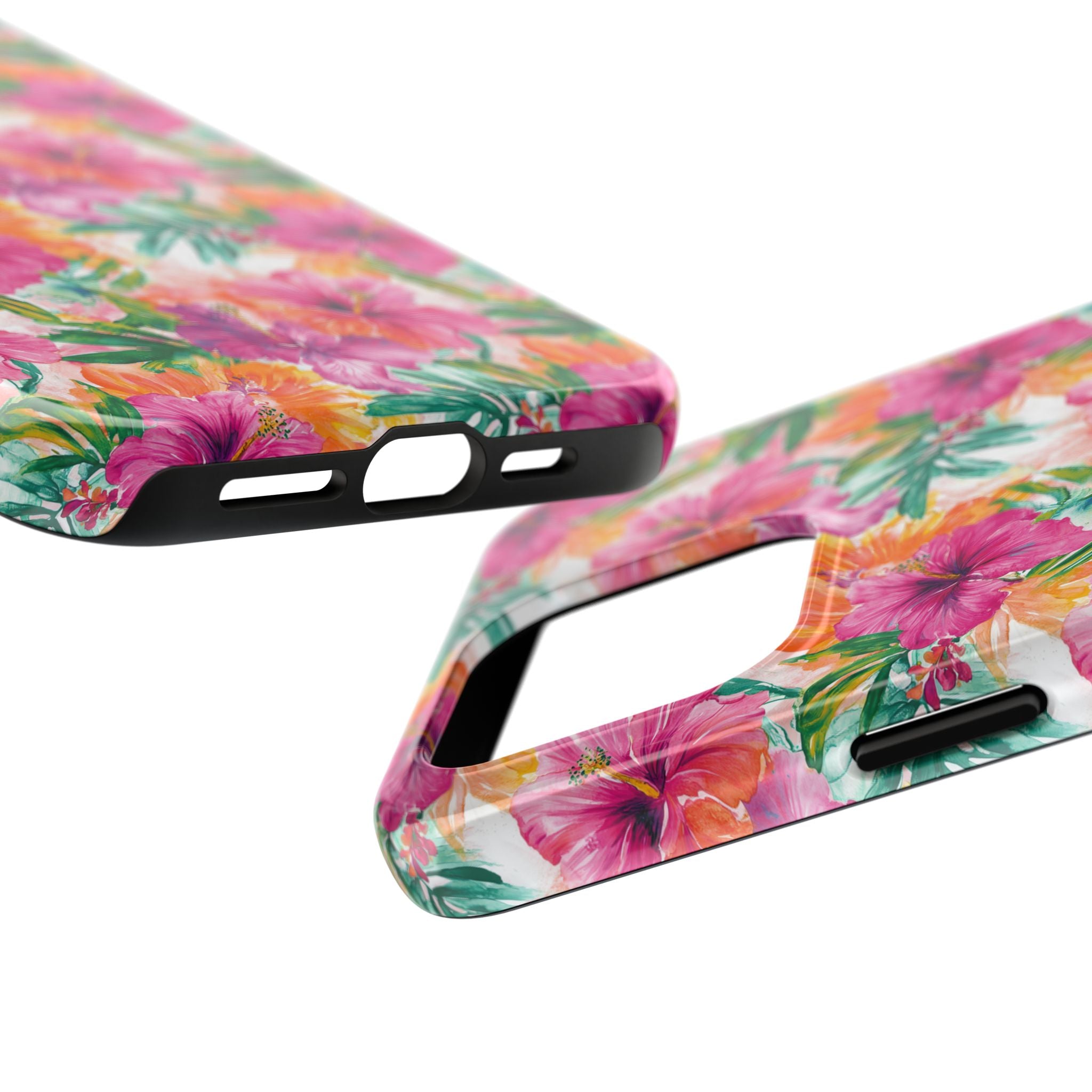 Pink Tropical Floral Phone Case, Tough Waterproof Cover, Summer Vibe Gift, Durable Tech Accessory, Floral Pattern for iPhone, Chic, Stylish