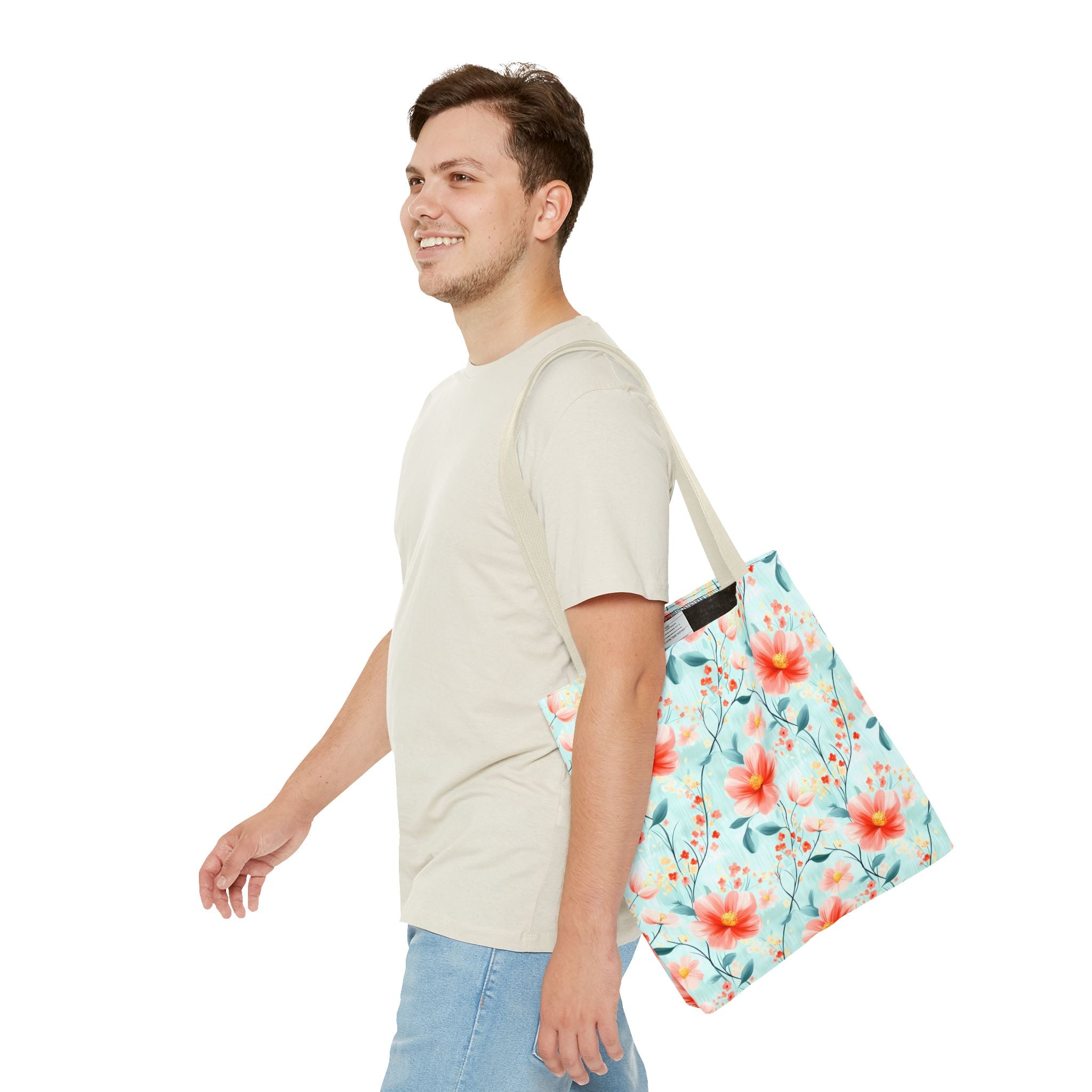 Teal Daisy - Floral Tote Bag, Boho Chic Carryall, Beach Bag, Gifts for Her, Spring Fashion Accessory, Eco-Friendly Shopping Bag