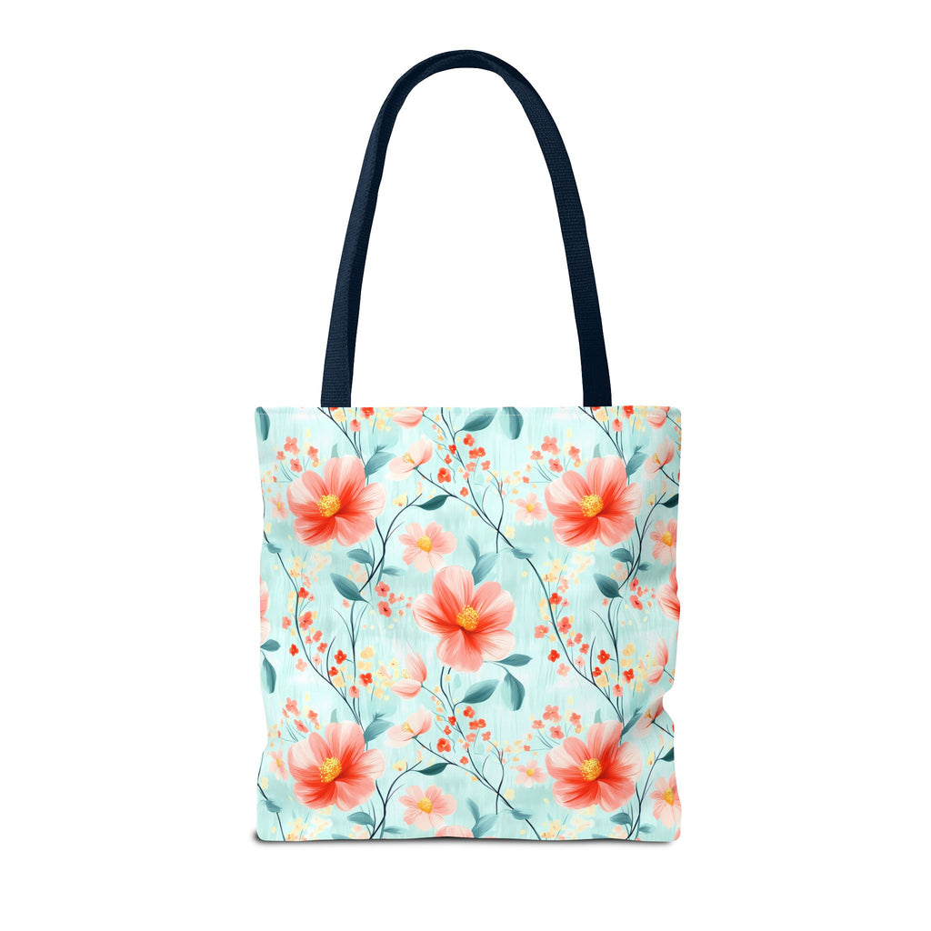 Teal Daisy - Floral Tote Bag, Boho Chic Carryall, Beach Bag, Gifts for Her, Spring Fashion Accessory, Eco-Friendly Shopping Bag