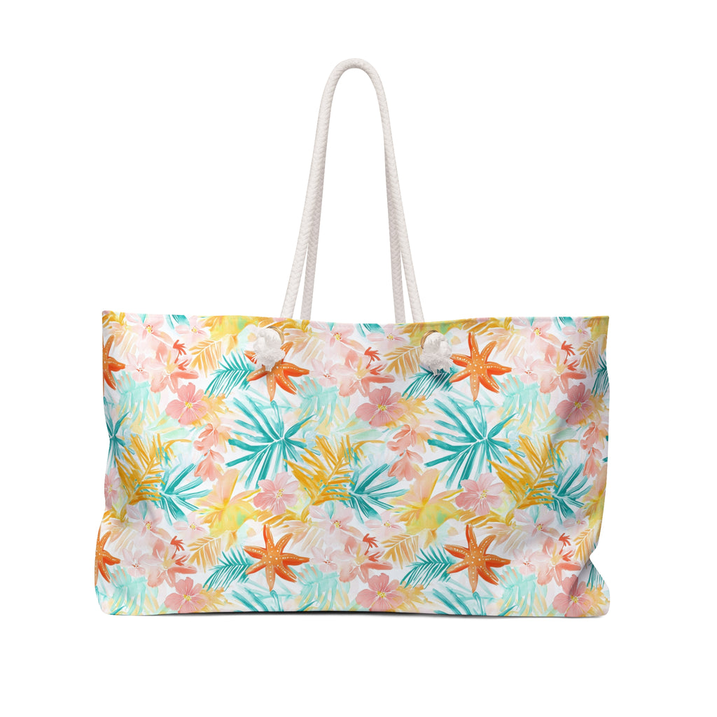 Tropical Starfish Weekender Bag, Beach Bag, Beach Tote, Large tote bag, Vacation Bag, Bridesmaid Gift