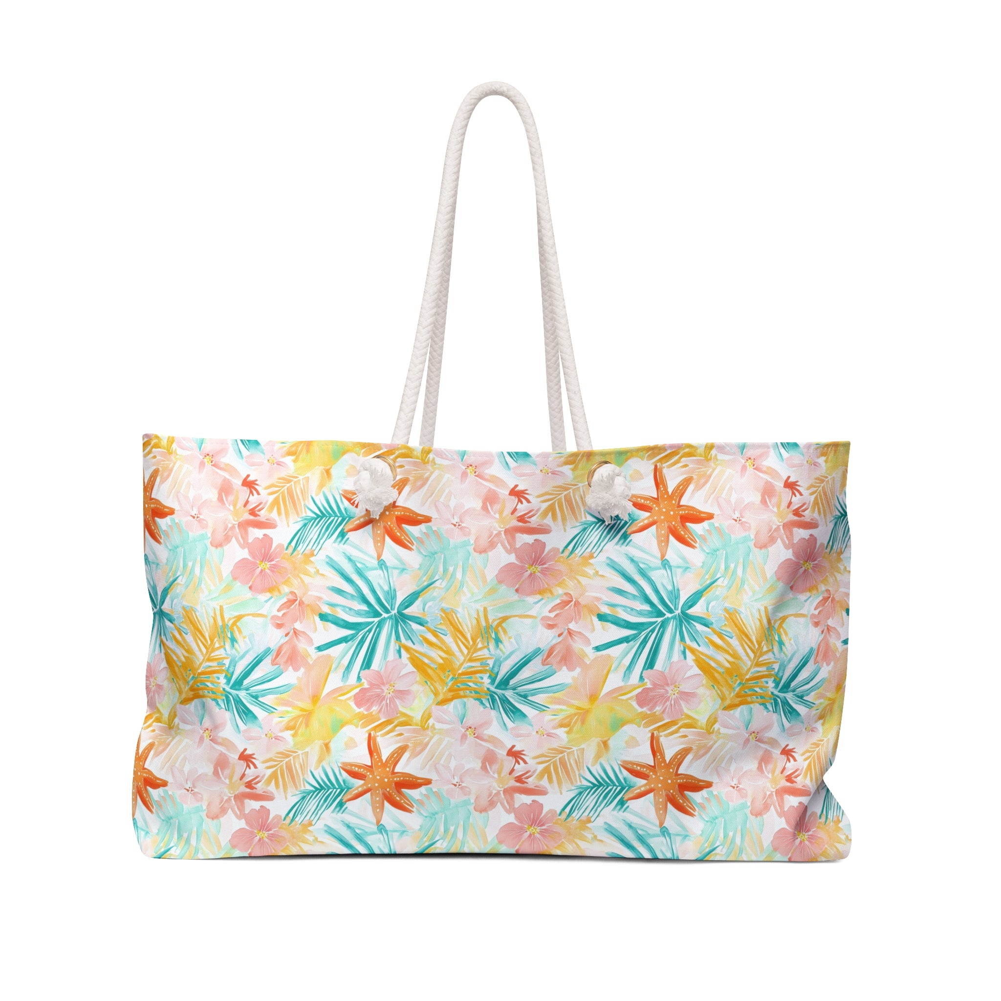 Tropical Starfish Weekender Bag, Beach Bag, Beach Tote, Large tote bag, Vacation Bag, Bridesmaid Gift