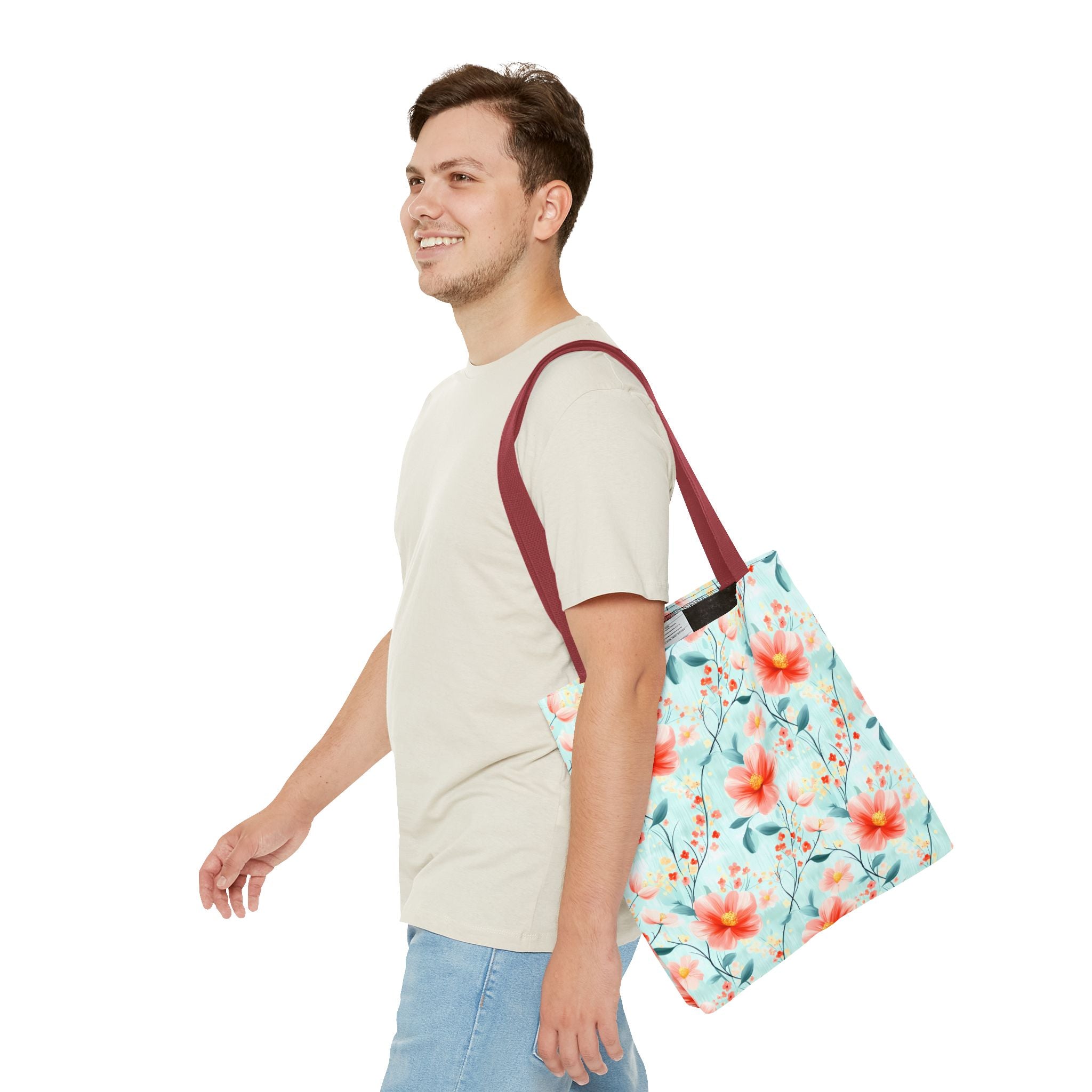 Teal Daisy - Floral Tote Bag, Boho Chic Carryall, Beach Bag, Gifts for Her, Spring Fashion Accessory, Eco-Friendly Shopping Bag