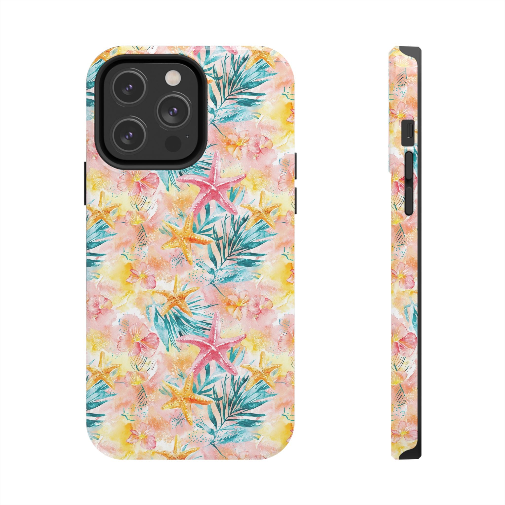 Pink Tropical Starfish- Floral Tough Phone Case - Durable Protection with a Beach Vibe, Perfect Gift for Summer Lovers, Ideal for Vacation, Fun, Stylish