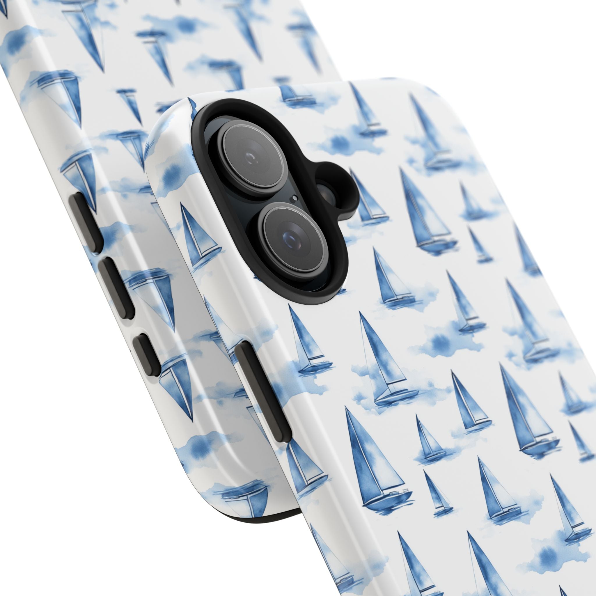 Blue Sailboat Phone Case - Nautical Tough Cover, Summer Gift, Ocean Lover Accessory, Unique Phone Protection, Beach Vibes