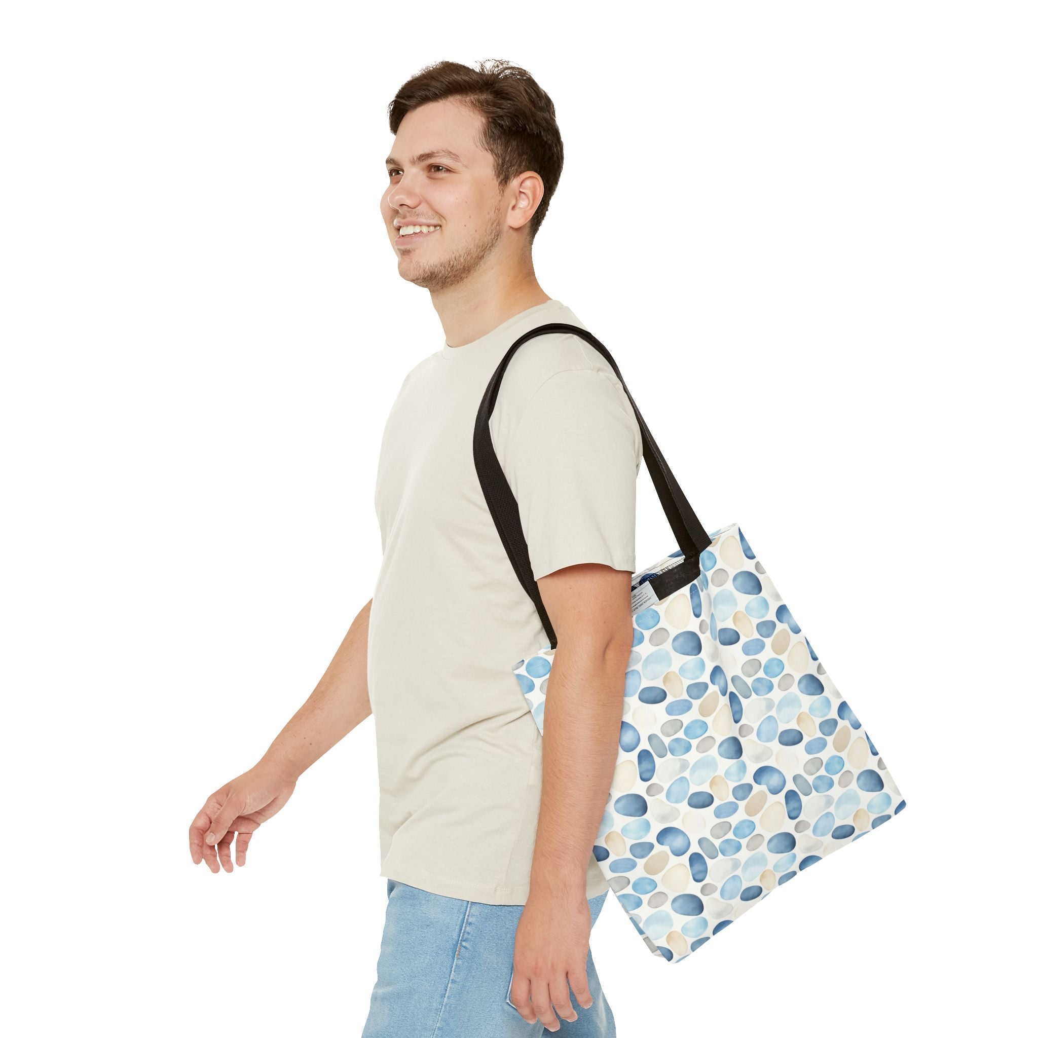 Cobble stone- Tote Bag with Blue Pebble Design | Beach Bag, Grocery Tote, Shopping Bag, Gift Bag, Eco-Friendly Tote