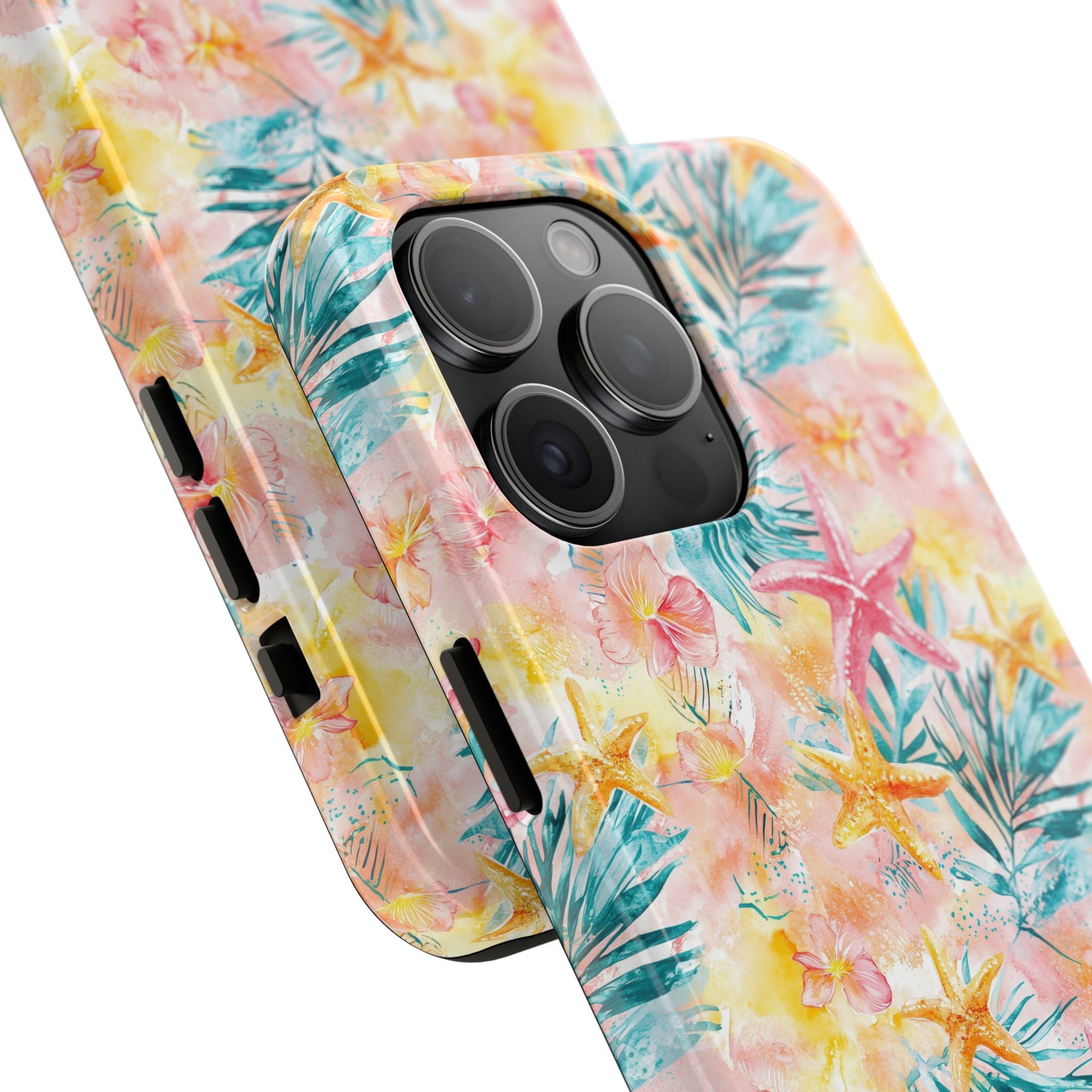 Pink Tropical Starfish- Floral Tough Phone Case - Durable Protection with a Beach Vibe, Perfect Gift for Summer Lovers, Ideal for Vacation, Fun, Stylish