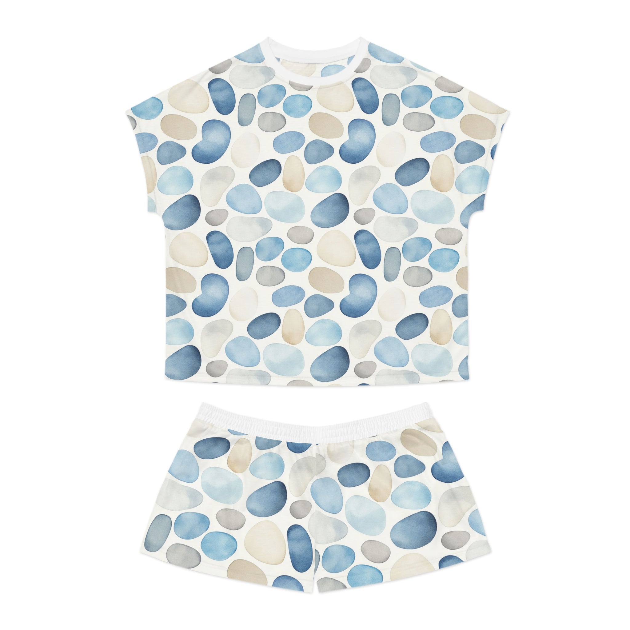 Cobblestone-Patterned Women's Short Pajama Set, Comfortable Sleepwear, Cute Loungewear, Gift for Her, Summer Nights