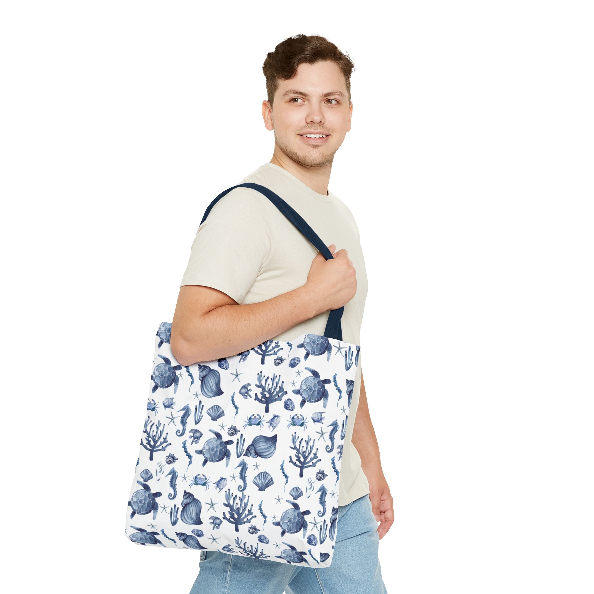 Deep Blue Sea - Coastal fish Dreams Tote Bag, Ocean-Inspired Beach Bag, Nautical Gift for Her, Summer Essentials, Travel Tote, Marine Animal Design