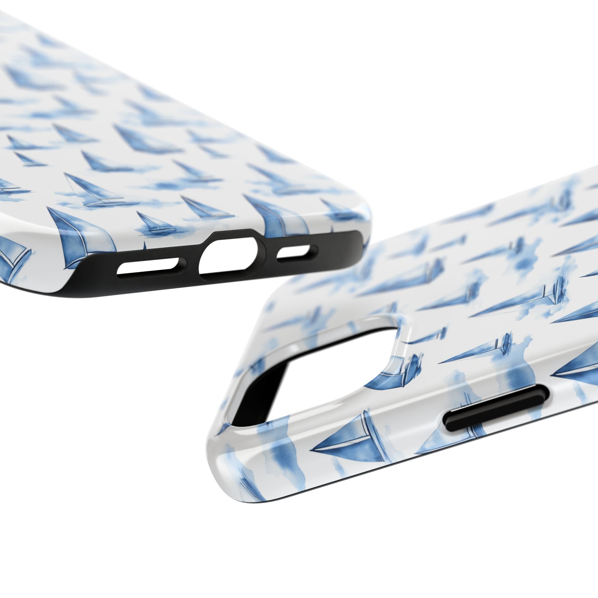 Blue Sailboat Phone Case - Nautical Tough Cover, Summer Gift, Ocean Lover Accessory, Unique Phone Protection, Beach Vibes