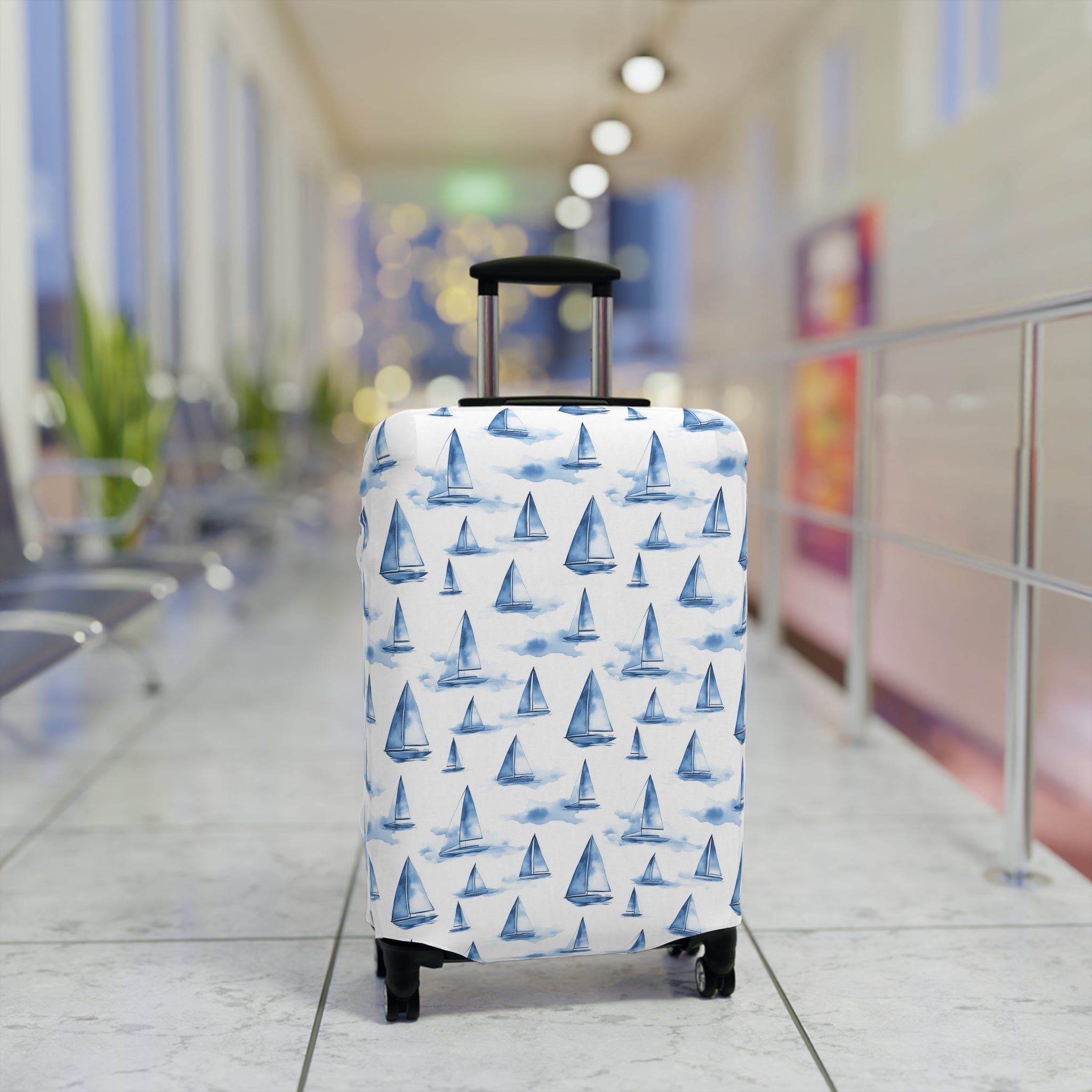 Blue Sailboat - Watercolor Sailboat Luggage Cover - Travel Accessory, Nautical Theme, Vacation Essentials, Personalized Luggage Sleeve, Gift Idea