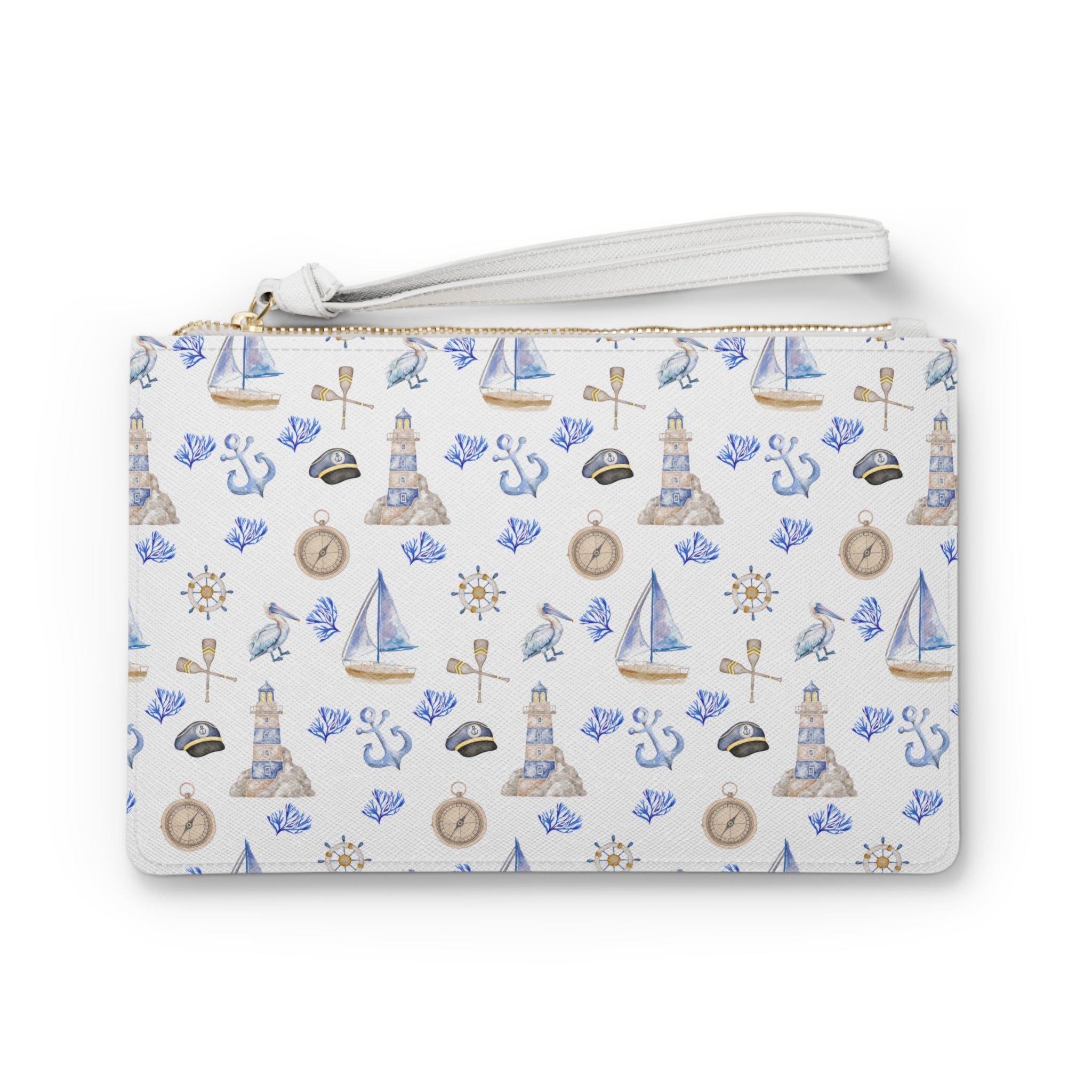 Sail Away Vegan Leather Clutch Bag - Coastal Seashells & Lighthouses Design, Perfect for Beach Days, Summer Vacations, Travel Pouch, Gift for [...]