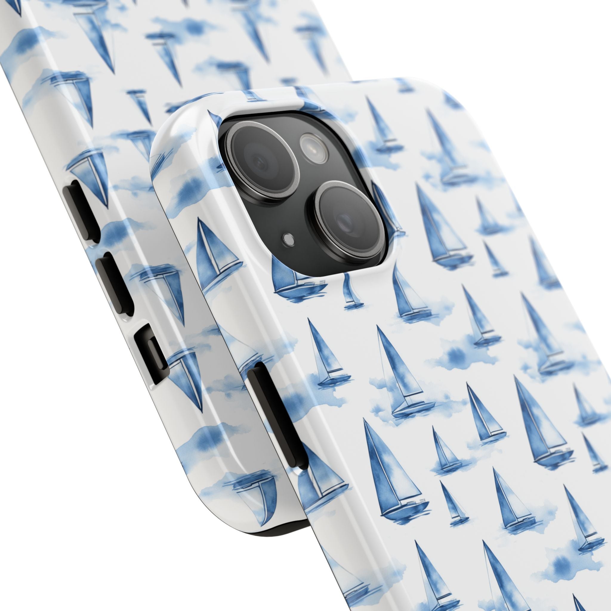 Blue Sailboat Phone Case - Nautical Tough Cover, Summer Gift, Ocean Lover Accessory, Unique Phone Protection, Beach Vibes
