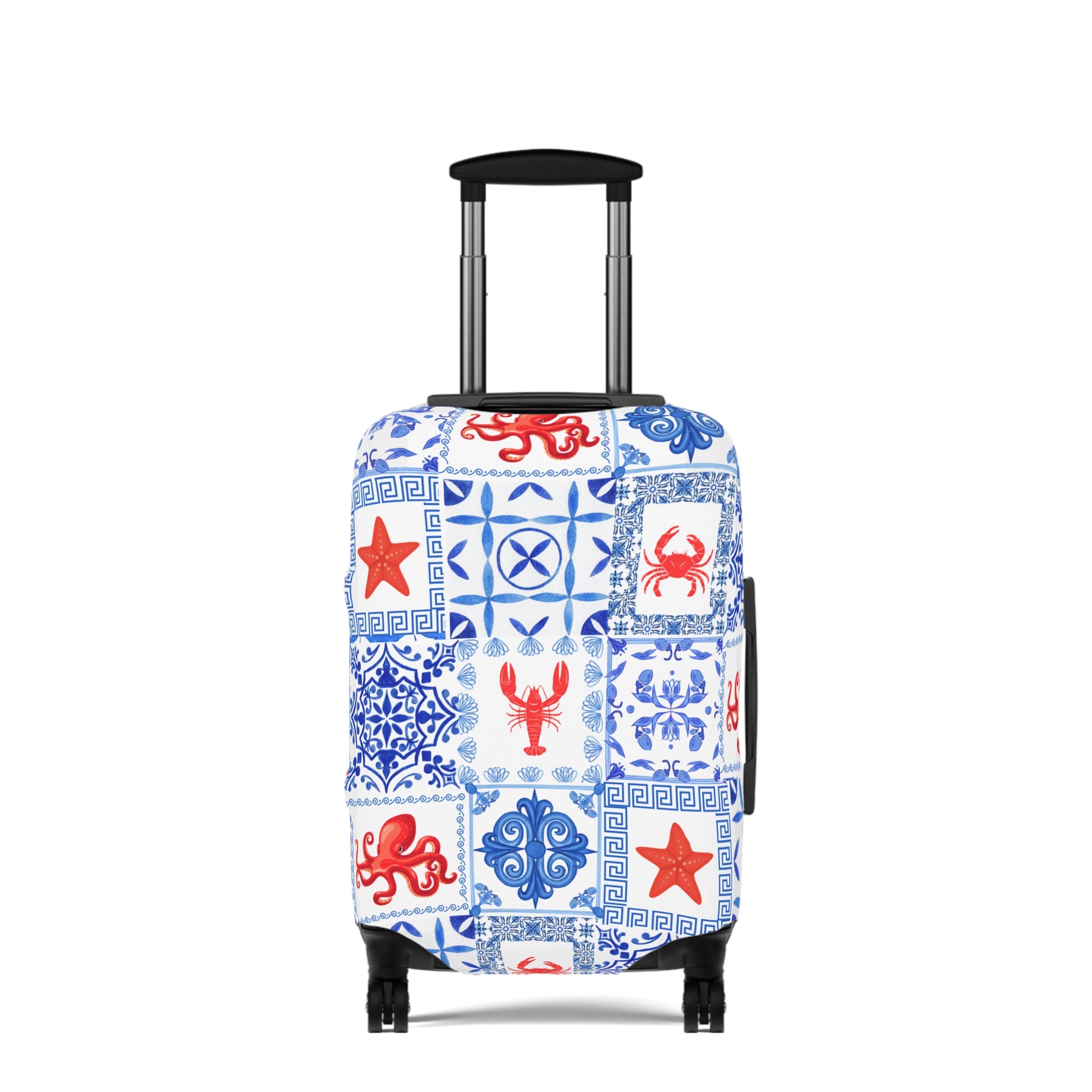 Greek Sea - Stylish Luggage Cover with Nautical Patterns, Travel Accessory, Suitcase Protector, Beach Vacation Gear, Lobster Design