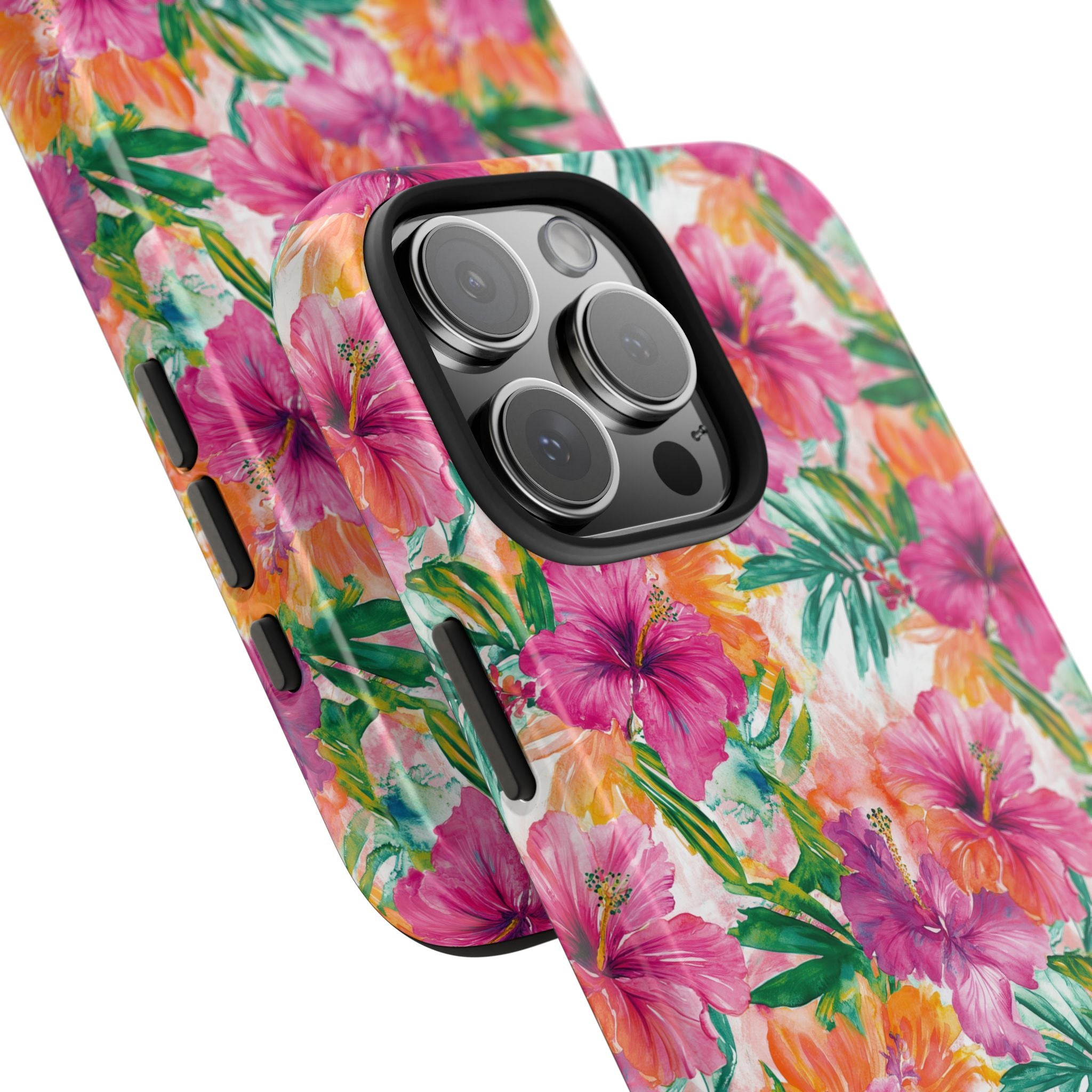 Pink Tropical Floral Phone Case, Tough Waterproof Cover, Summer Vibe Gift, Durable Tech Accessory, Floral Pattern for iPhone, Chic, Stylish