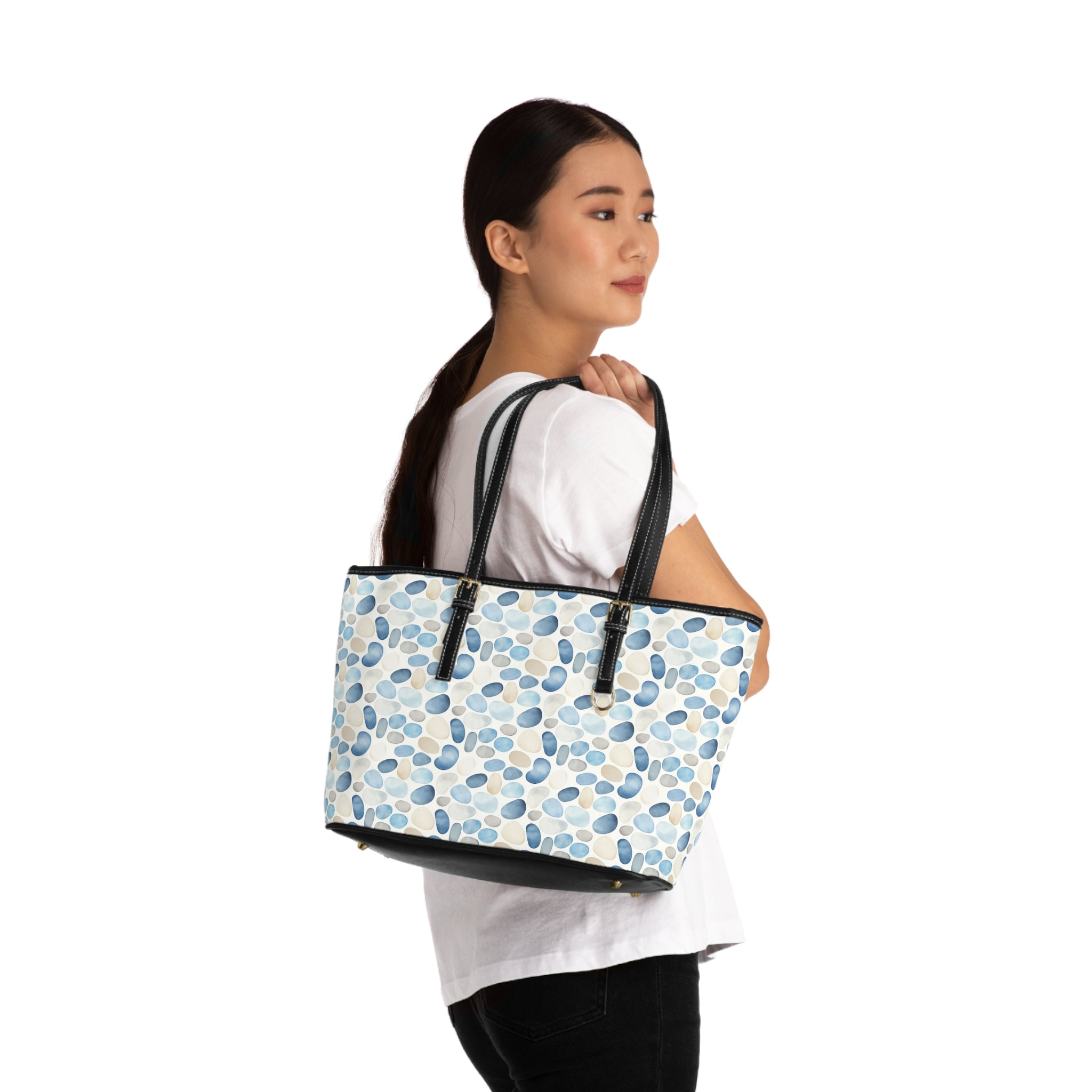 Cobble Stone - Leather Shoulder Bag for Casual Outings, Stylish Tote Bag, Everyday Handbag, Gift for Her, Fashionable Carryall