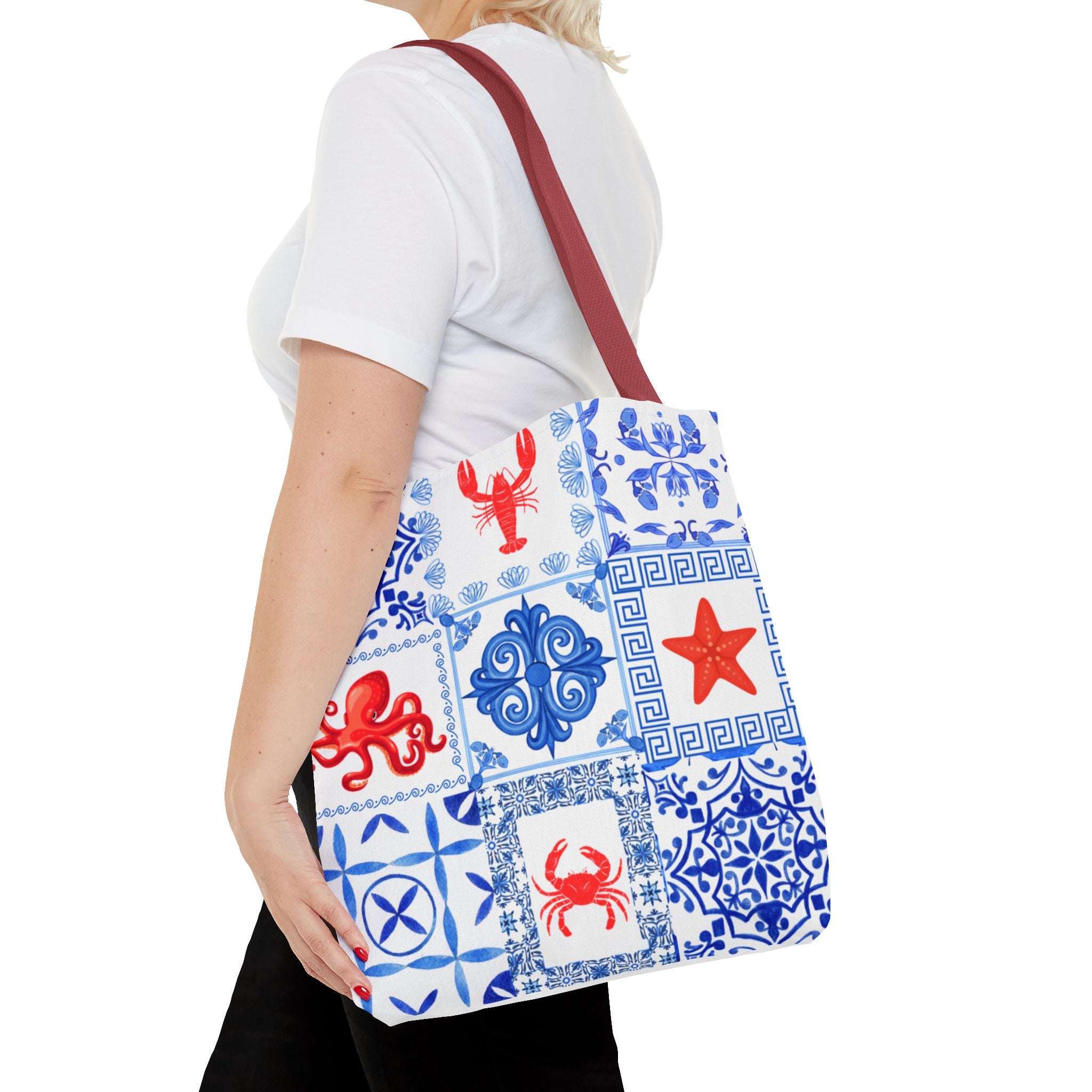 Greek Sea - Ocean-Inspired Tote Bag, Nautical Style, Beach Bags, Gift for Her, Summer Accessory, Trendy Shopping Tote, AOP Design