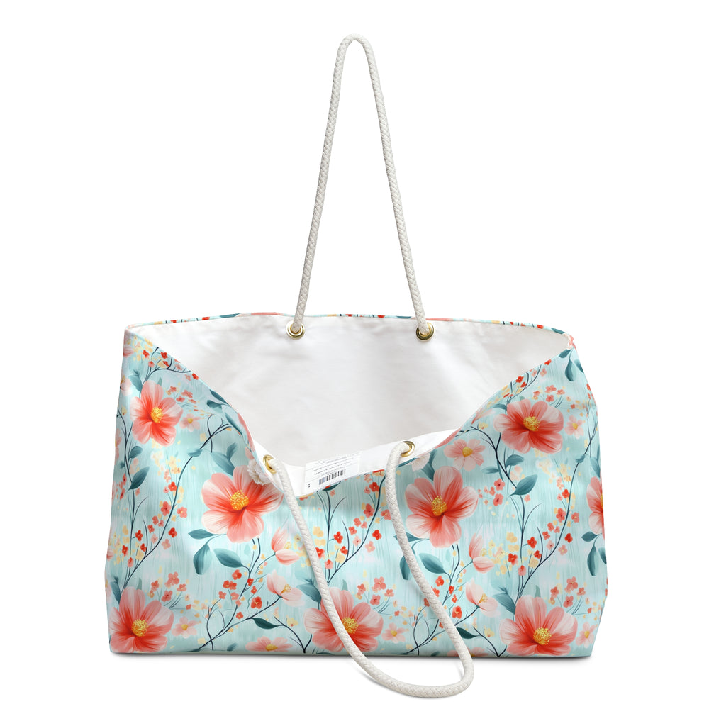 Teal Daisy Weekender Tote Bag, Beach Bag, Beach Tote, Large tote bag, Vacation Bag, Bridesmaid Gift