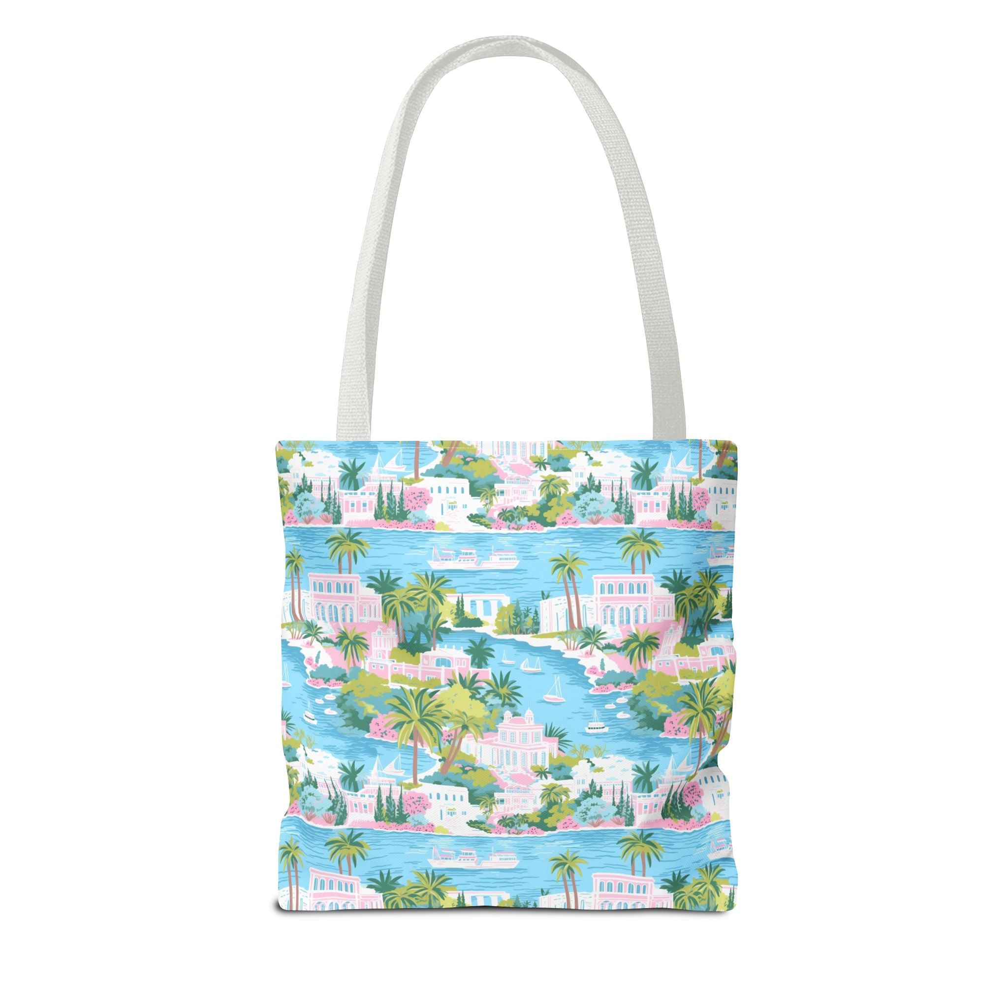 Greek Island - Tropical Paradise Tote Bag, Beach Bag, Eco-Friendly Shopping Bag, Summer Vibes Handbag, Vacation Essentials, Gift for Travelers