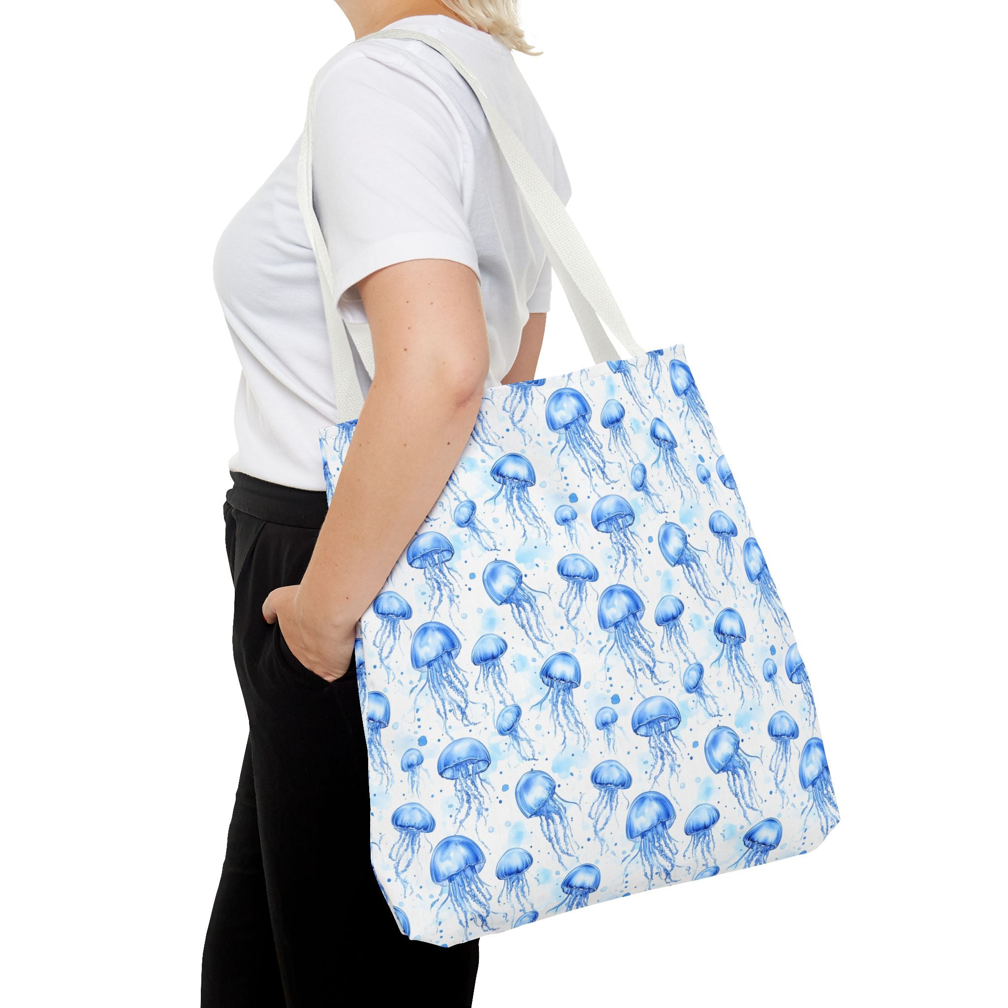 Blue Jellyfish Tote Bag - Ocean-Inspired Carryall, Beach Bag, Eco-Friendly Shopping Tote, Perfect Gift for Sea Lovers