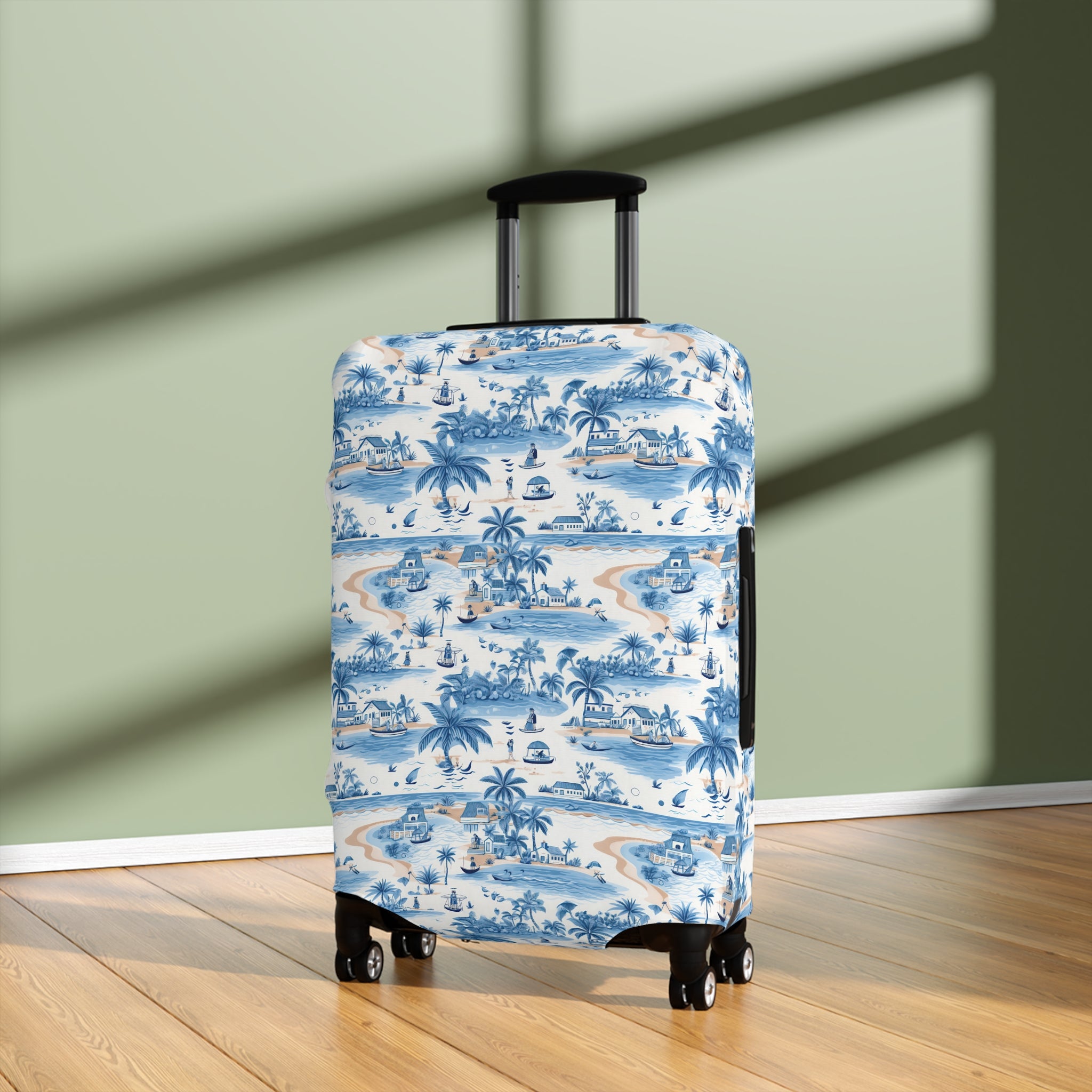 Tropical Blue- Chic Travel Luggage Cover | Stylish Case for Suitcase, Travel Accessory, Gift for Travelers, Personalized Luggage Protection