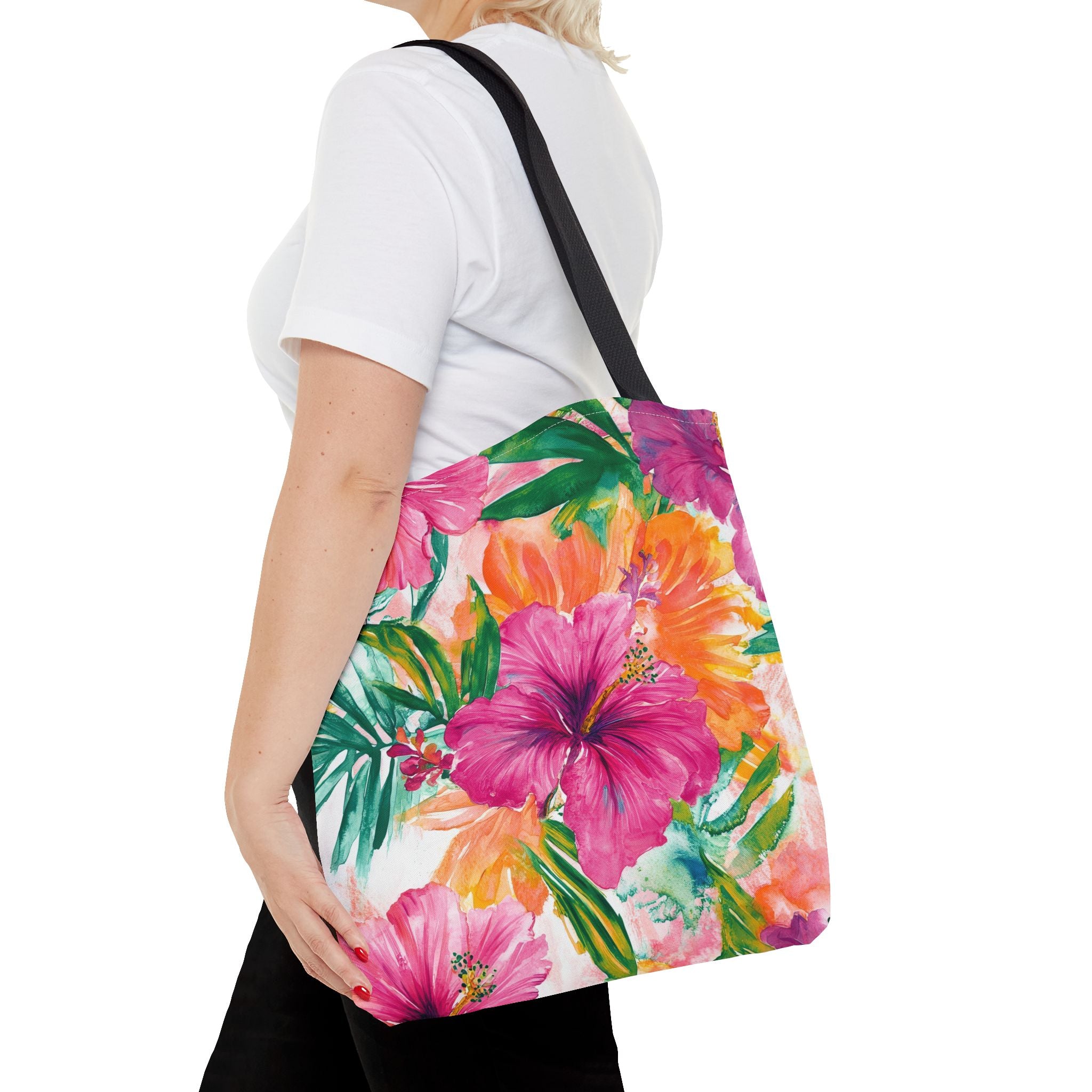 Pink Torpical Floral Tote Bag | Perfect for Beach Days, Shopping, or Gifts | Eco-Friendly, Lightweight, Summer Vibes, Travel Essential