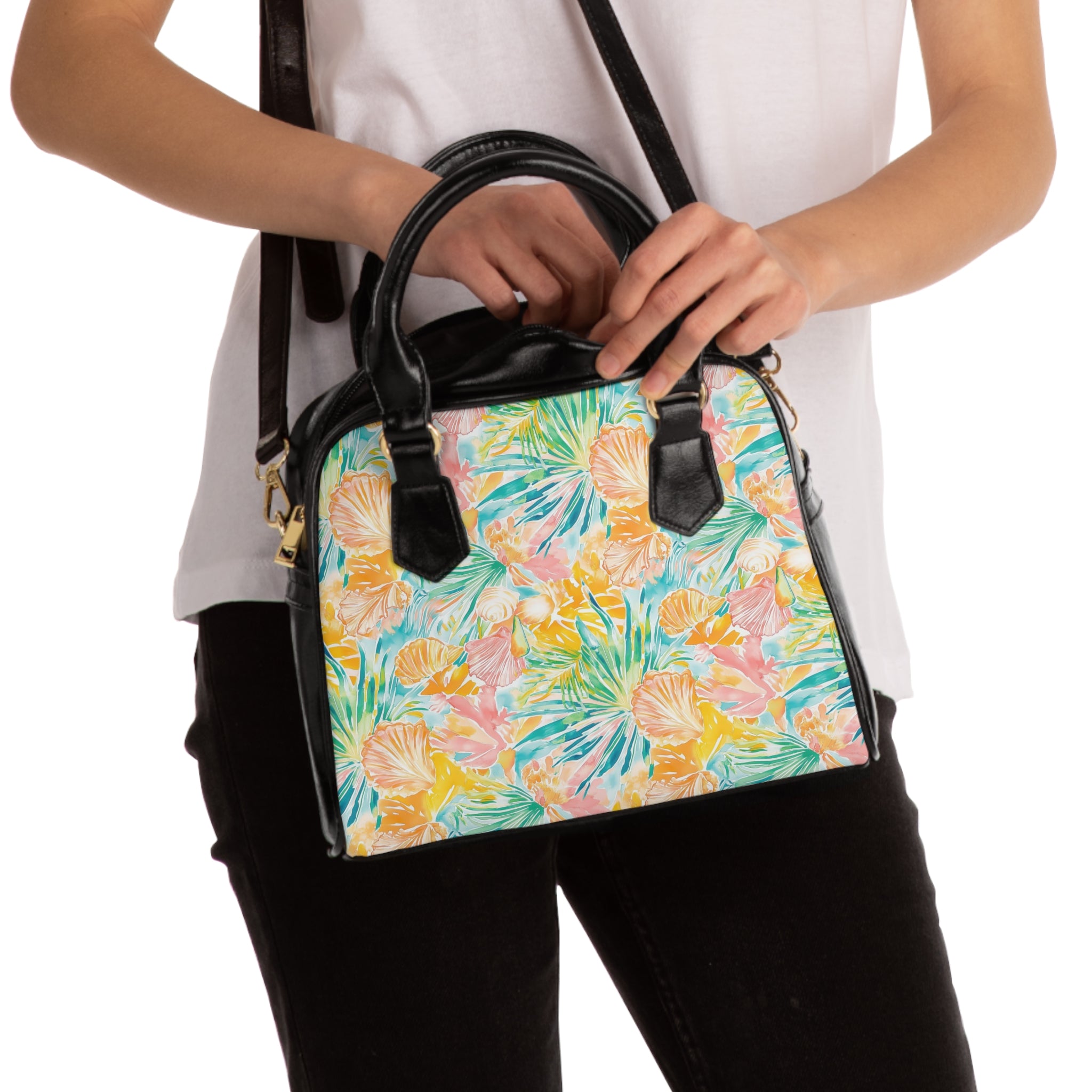 Neon Tropics- Floral Shoulder Handbag, Summer Tote, Beach Accessory, Everyday Purse, Gift for Her, Floral Print Bag