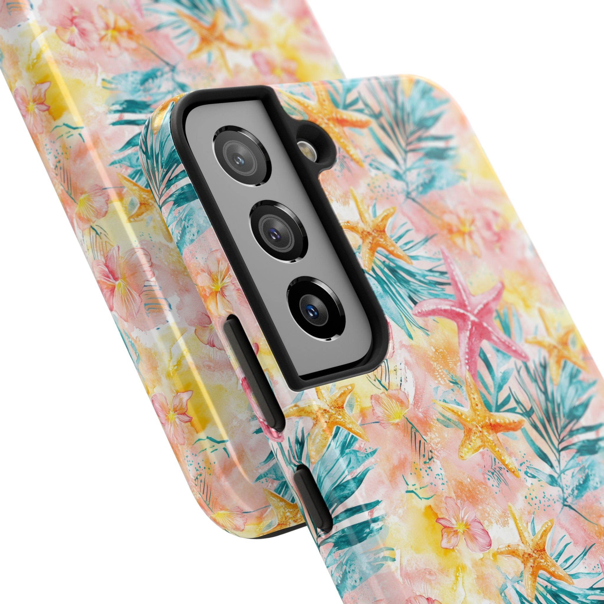 Pink Tropical Starfish- Floral Tough Phone Case - Durable Protection with a Beach Vibe, Perfect Gift for Summer Lovers, Ideal for Vacation, Fun, Stylish