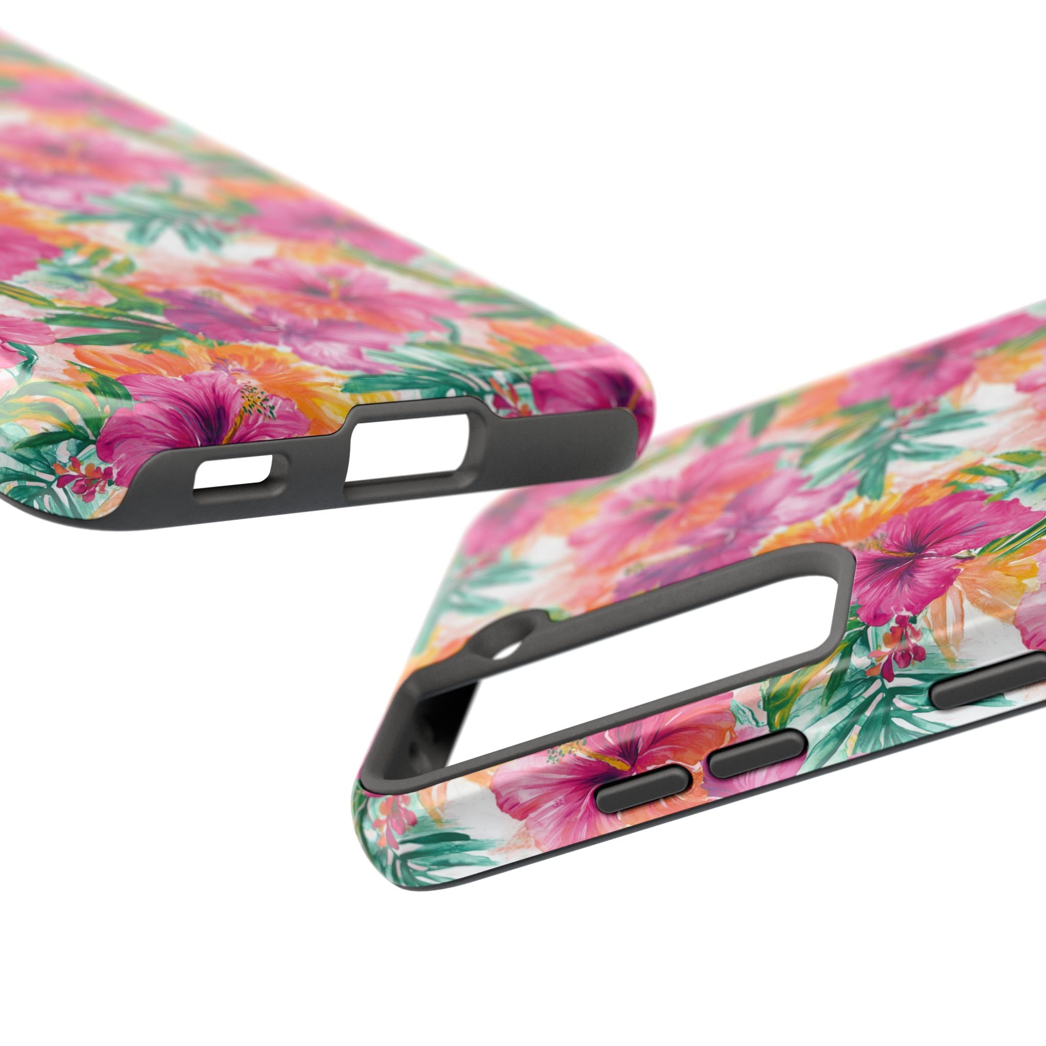 Pink Tropical Floral Phone Case, Tough Waterproof Cover, Summer Vibe Gift, Durable Tech Accessory, Floral Pattern for iPhone, Chic, Stylish