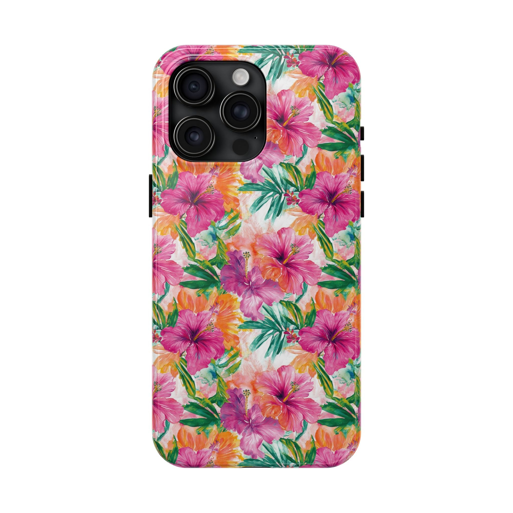 Pink Tropical Floral Phone Case, Tough Waterproof Cover, Summer Vibe Gift, Durable Tech Accessory, Floral Pattern for iPhone, Chic, Stylish