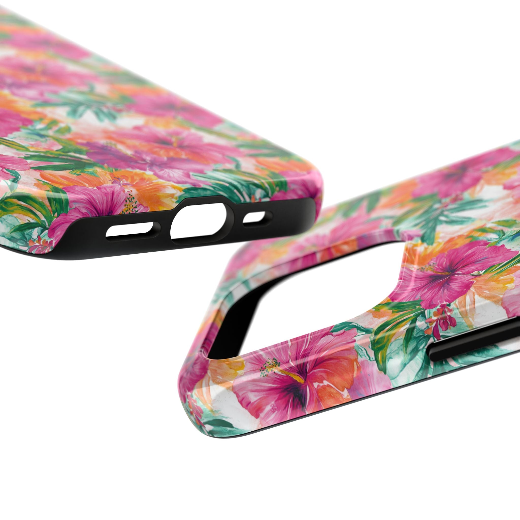 Pink Tropical Floral Phone Case, Tough Waterproof Cover, Summer Vibe Gift, Durable Tech Accessory, Floral Pattern for iPhone, Chic, Stylish