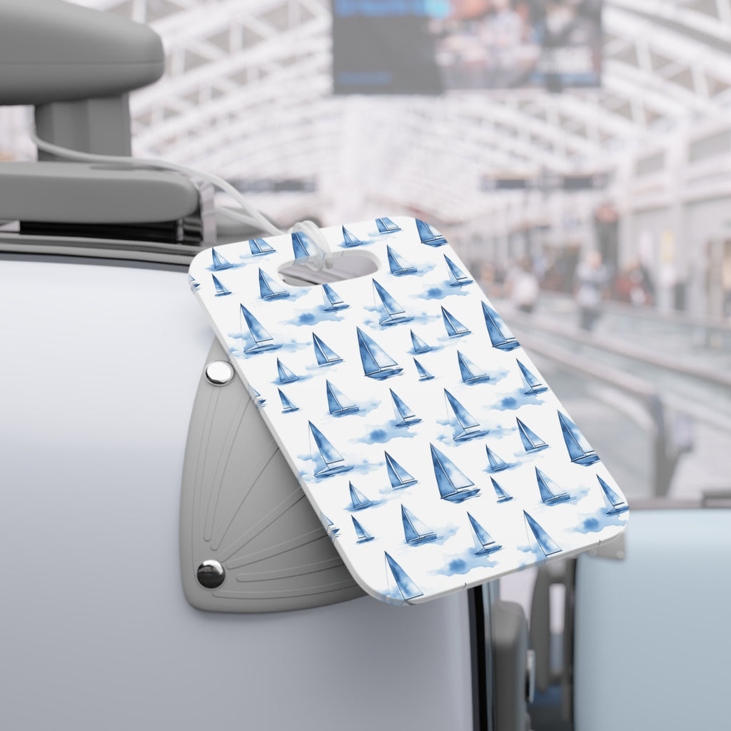 Blue Sailboat Luggage Tag, Travel Accessories, Luggage, Vacation must have, Beach Vacation Supplies