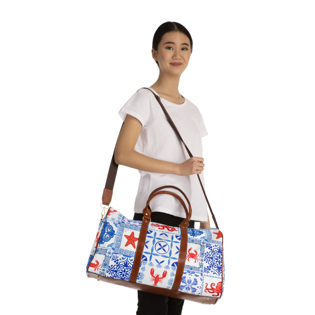 Greek Sea- Waterproof Travel Bag for Adventurous Souls, Weekend Getaways, Beach Trips, Vacation Essentials, Stylish Overnight Bag