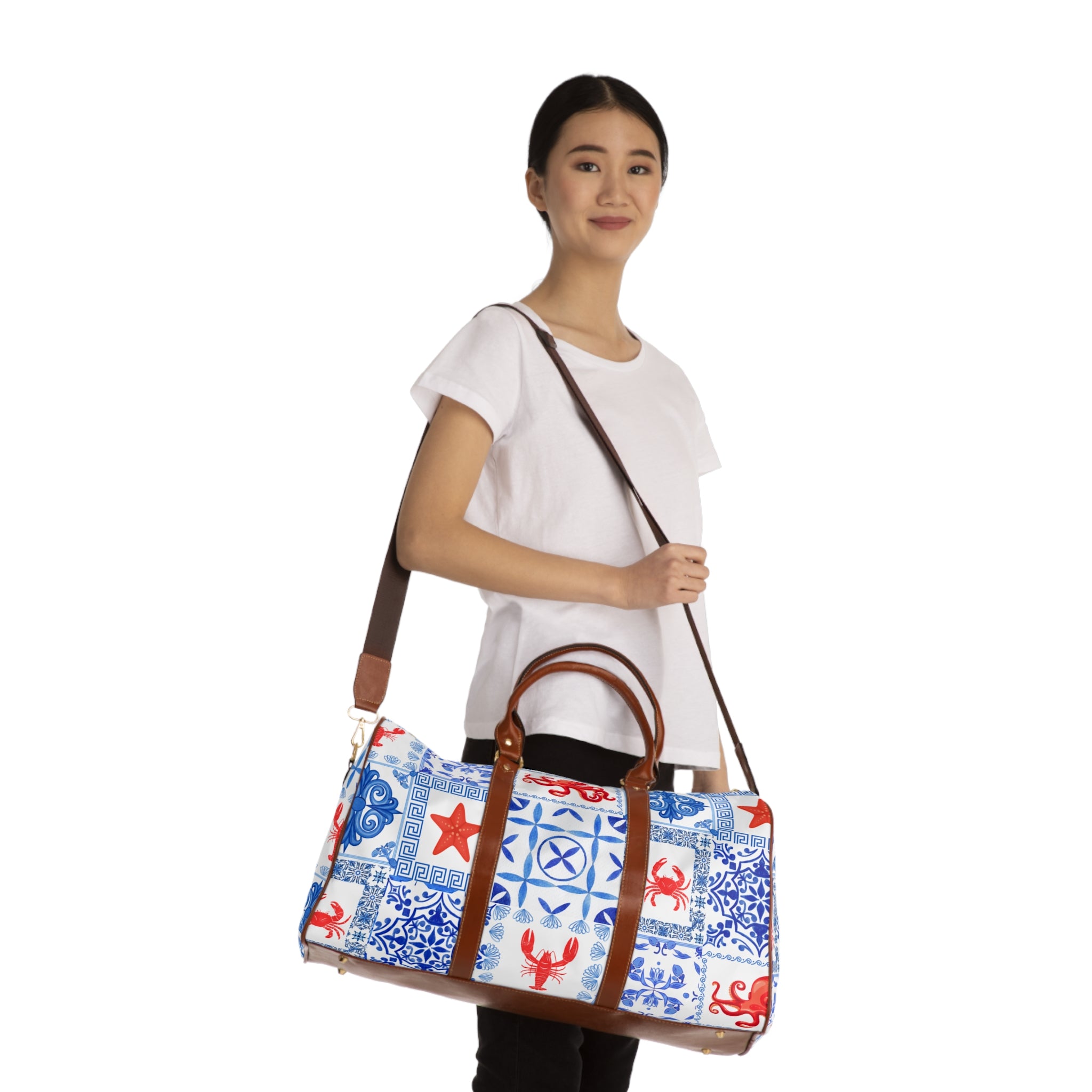 Greek Sea- Waterproof Travel Bag for Adventurous Souls, Weekend Getaways, Beach Trips, Vacation Essentials, Stylish Overnight Bag