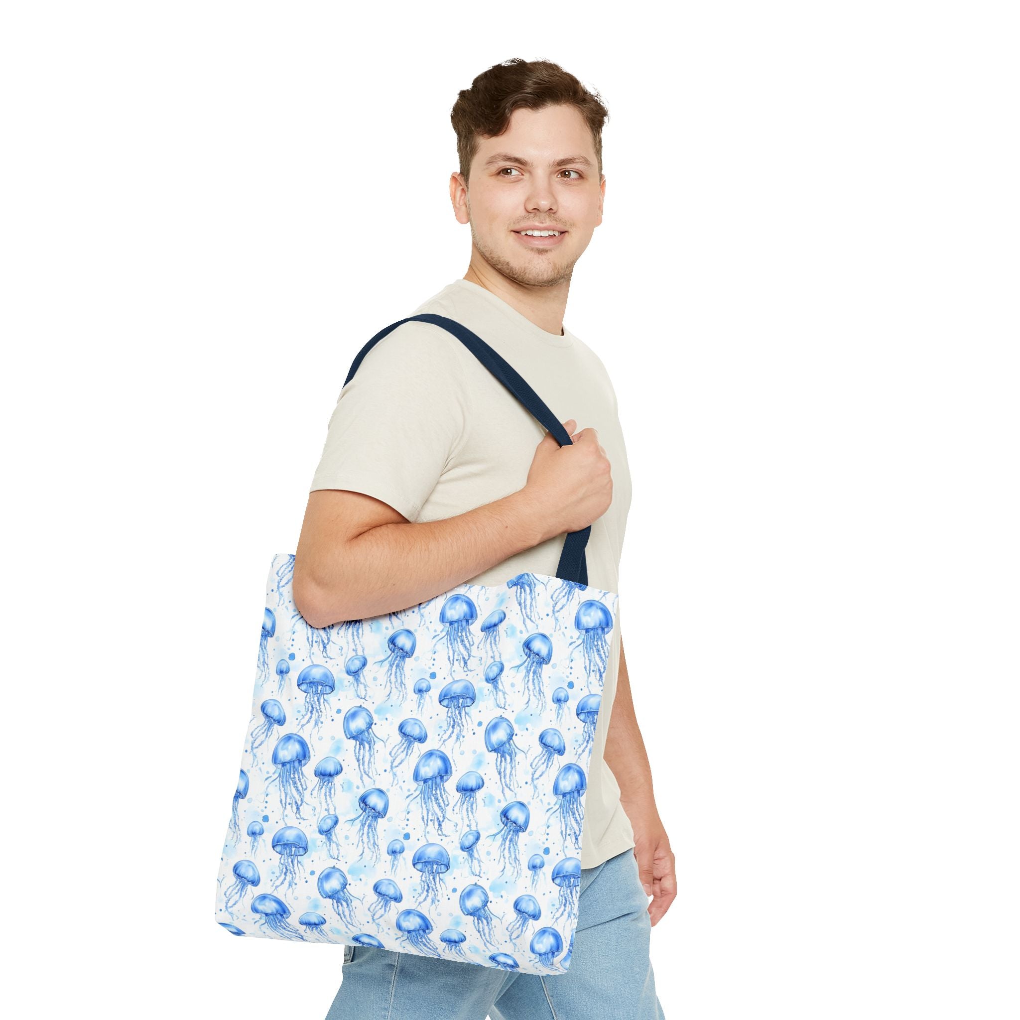Blue Jellyfish Tote Bag - Ocean-Inspired Carryall, Beach Bag, Eco-Friendly Shopping Tote, Perfect Gift for Sea Lovers